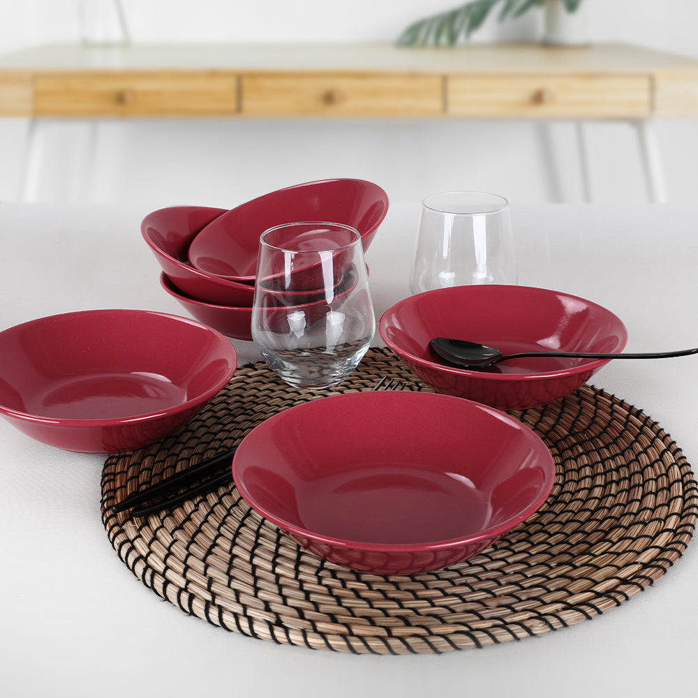 kırmızı yemek tabağı - keramika