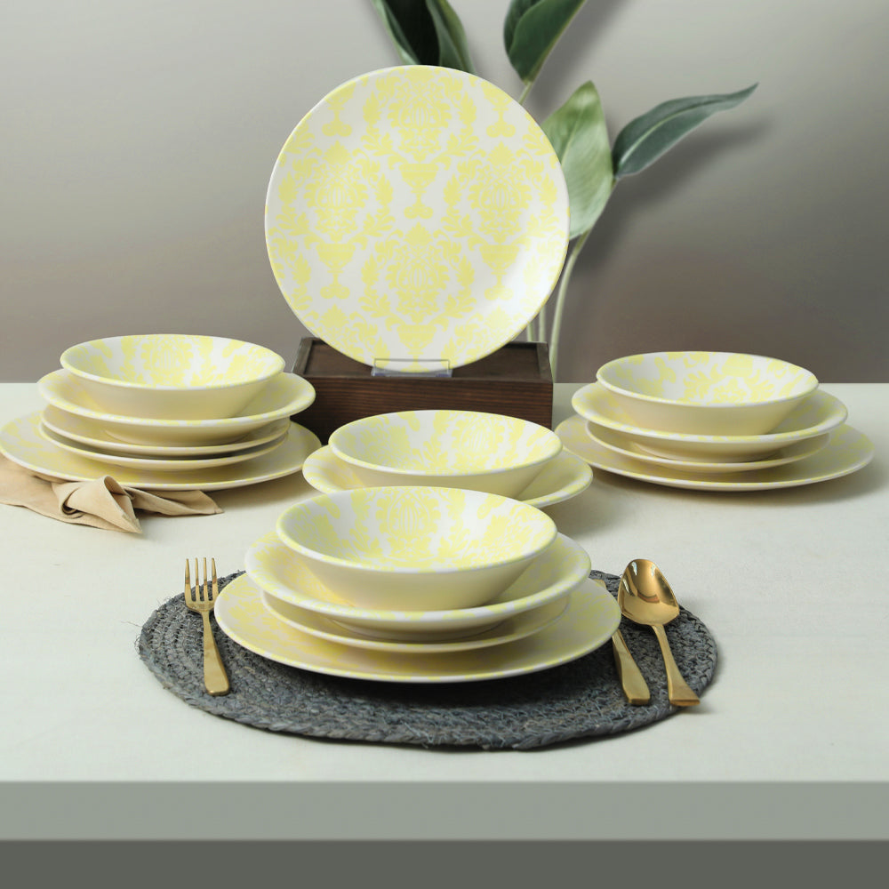 sarı desenli yemek takımı - keramika