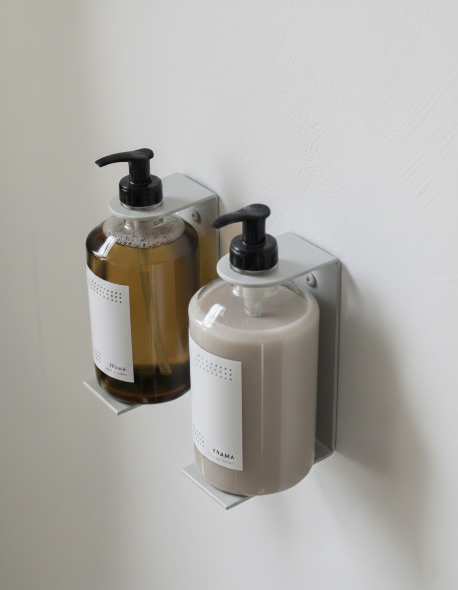 2'li Premium Koyu Gri Metal Sabunluk, Şampuan Tutucu | Chalybes