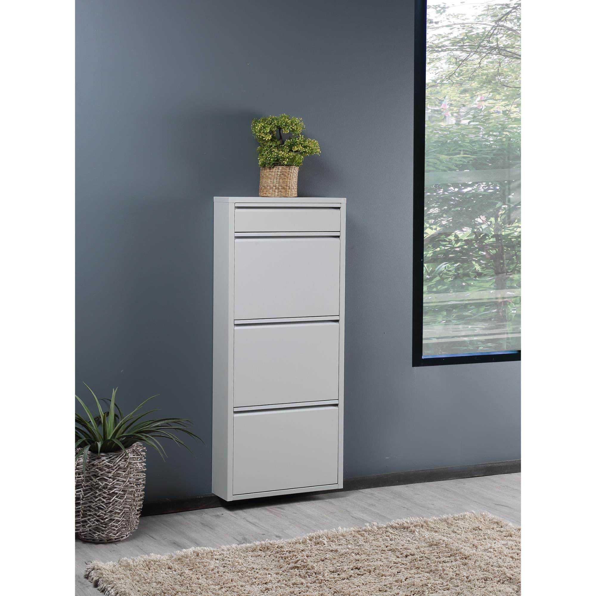 3+1 Raflı Metal Ayakkabılık | Beyaz | Ayakkabı Dolabı