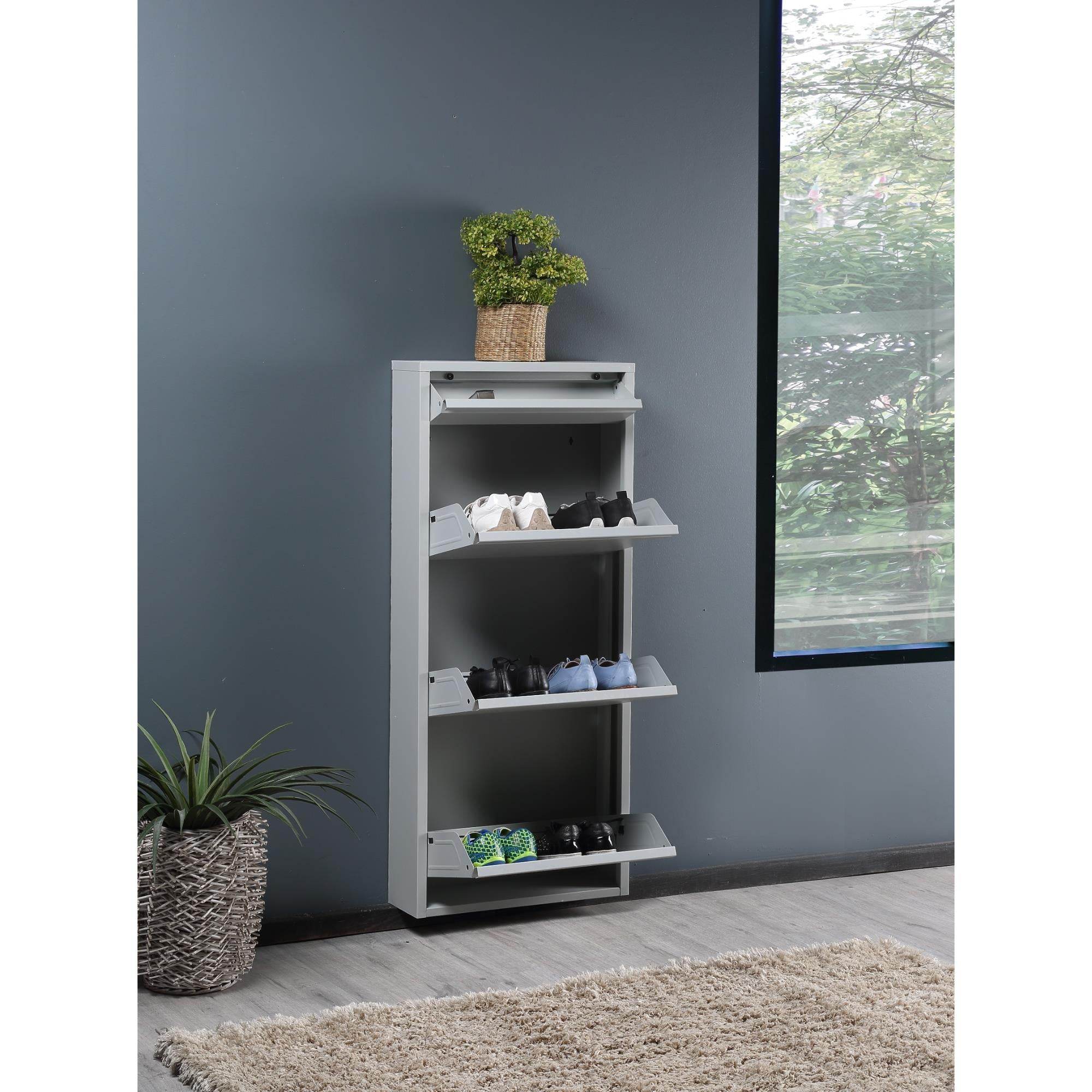 3+1 Raflı Metal Ayakkabılık | Beyaz | Ayakkabı Dolabı