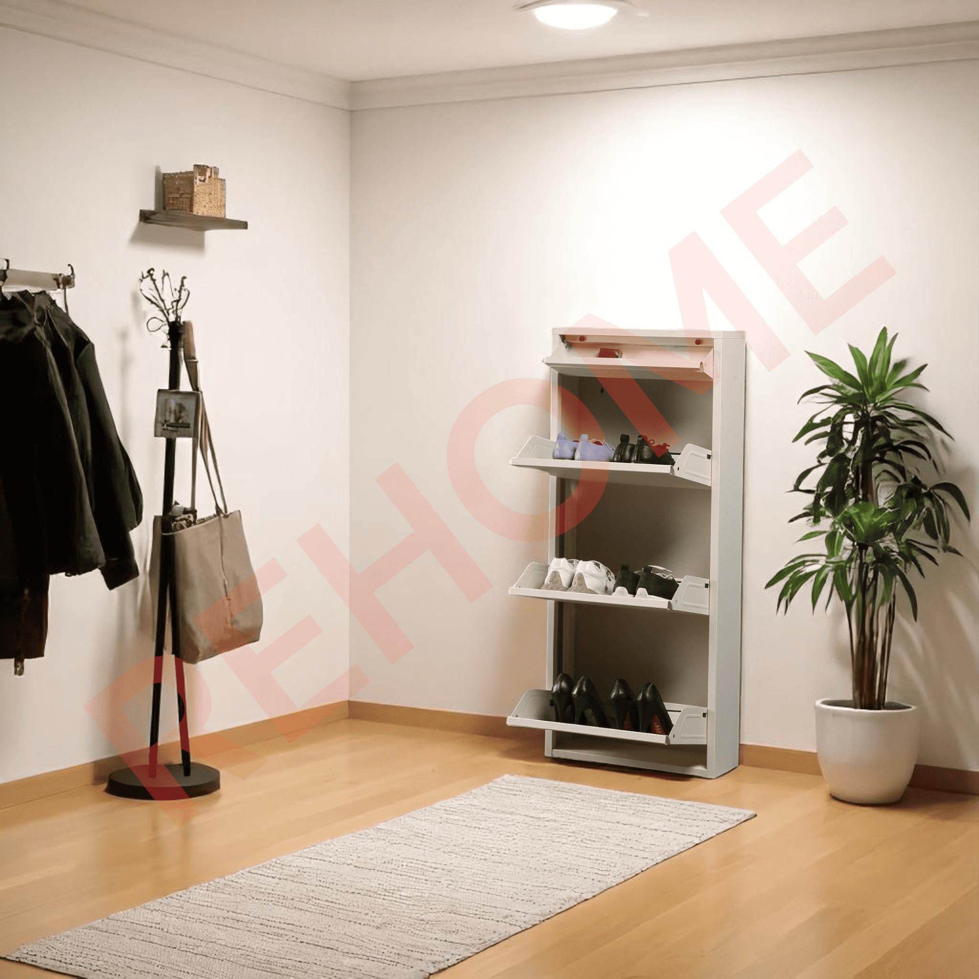 3+1 Raflı Metal Ayakkabılık | Krem | Ayakkabı Dolabı