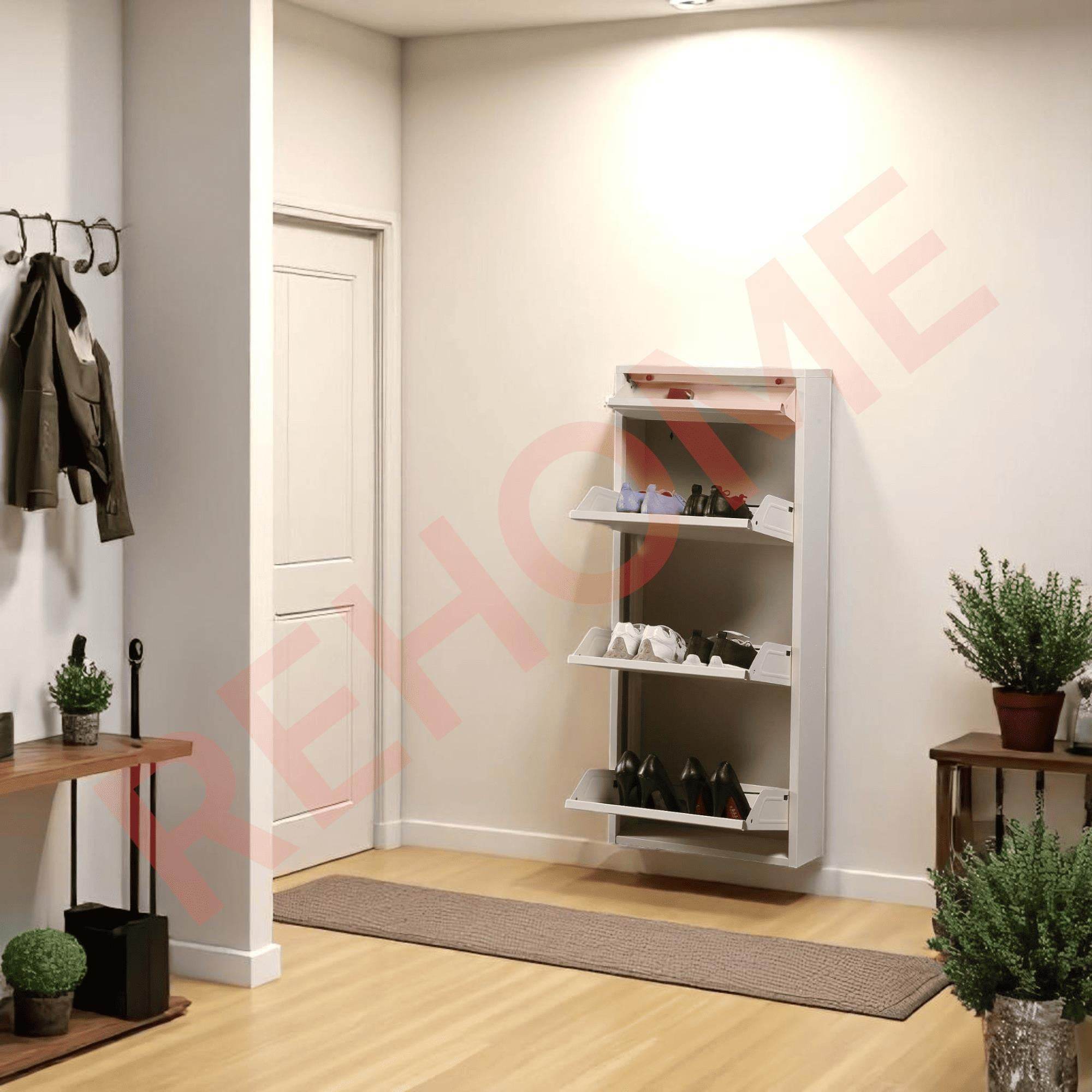 3+1 Raflı Metal Ayakkabılık | Krem | Ayakkabı Dolabı