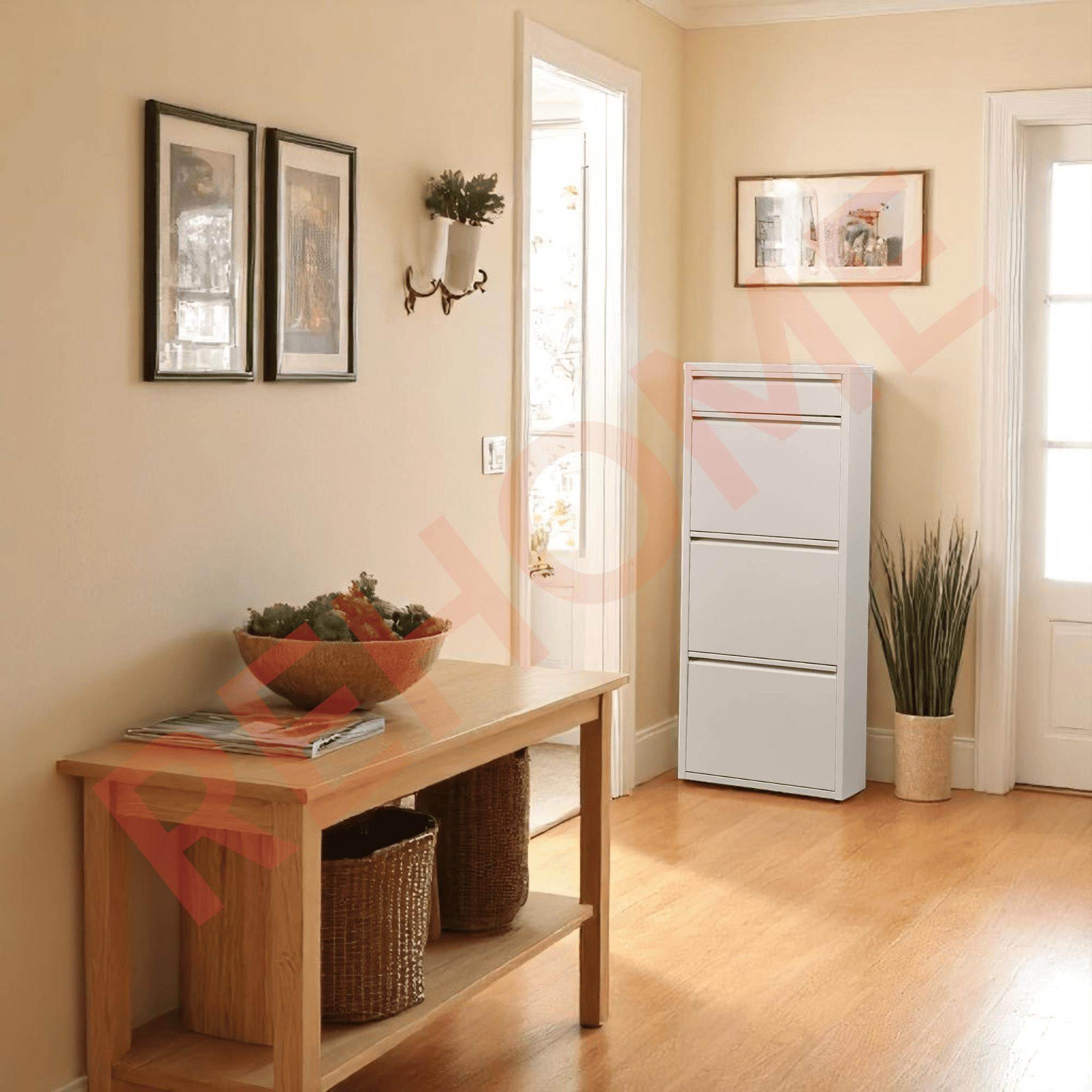 3+1 Raflı Metal Ayakkabılık | Krem | Ayakkabı Dolabı