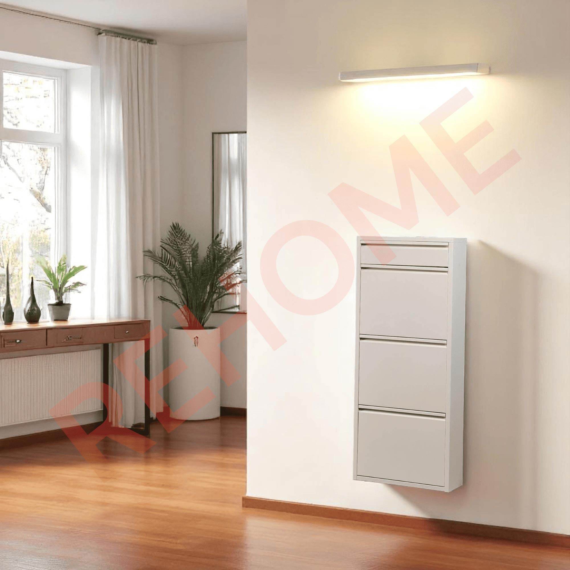 3+1 Raflı Metal Ayakkabılık | Krem | Ayakkabı Dolabı