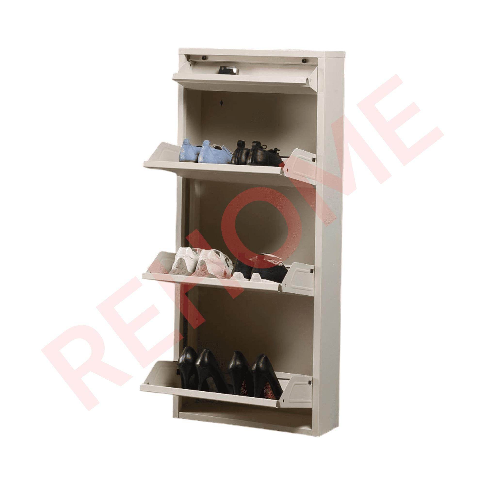 3+1 Raflı Metal Ayakkabılık | Krem | Ayakkabı Dolabı