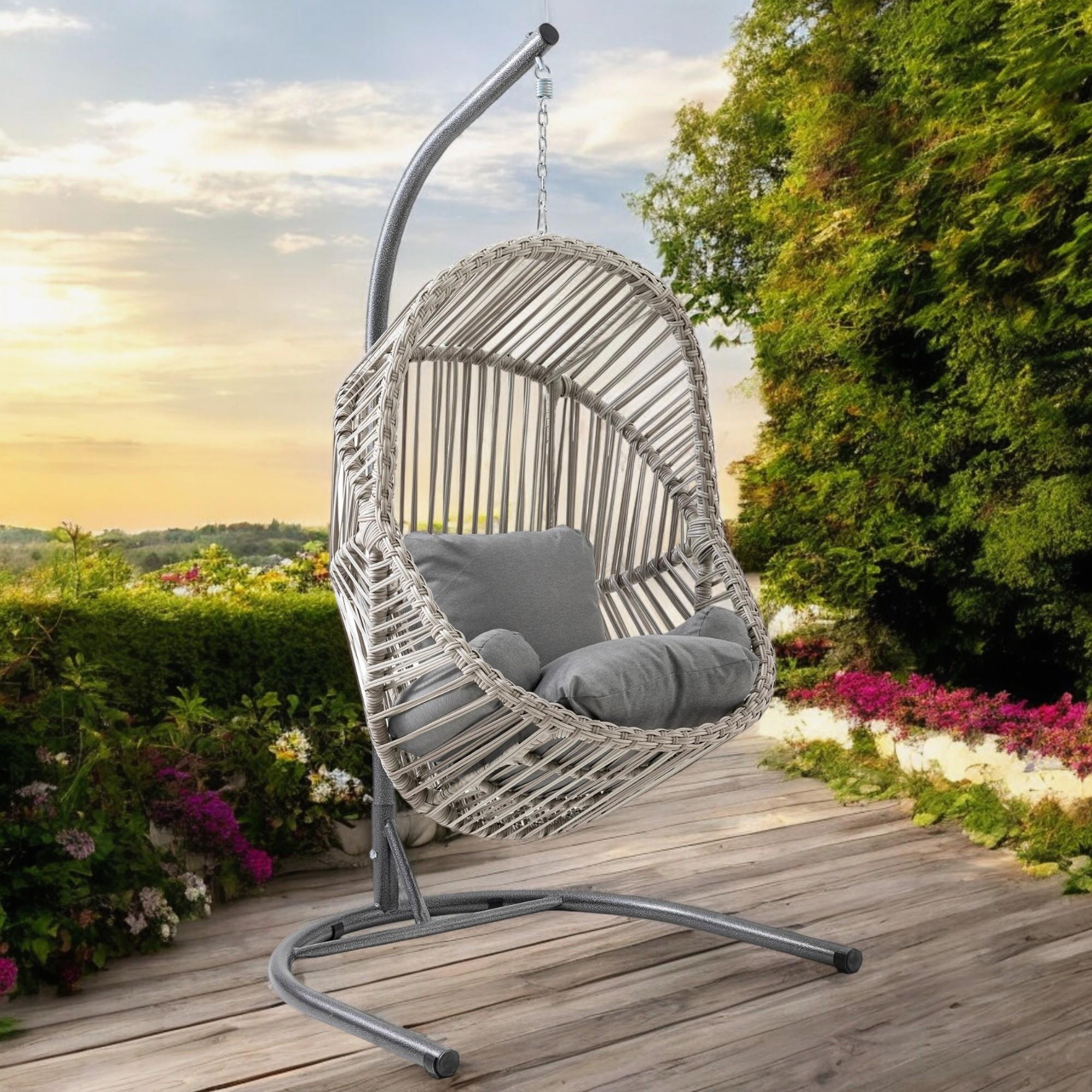 Rehome Kapadokya Tek Kişilik Rattan Bahçe Salıncağı | Beyaz