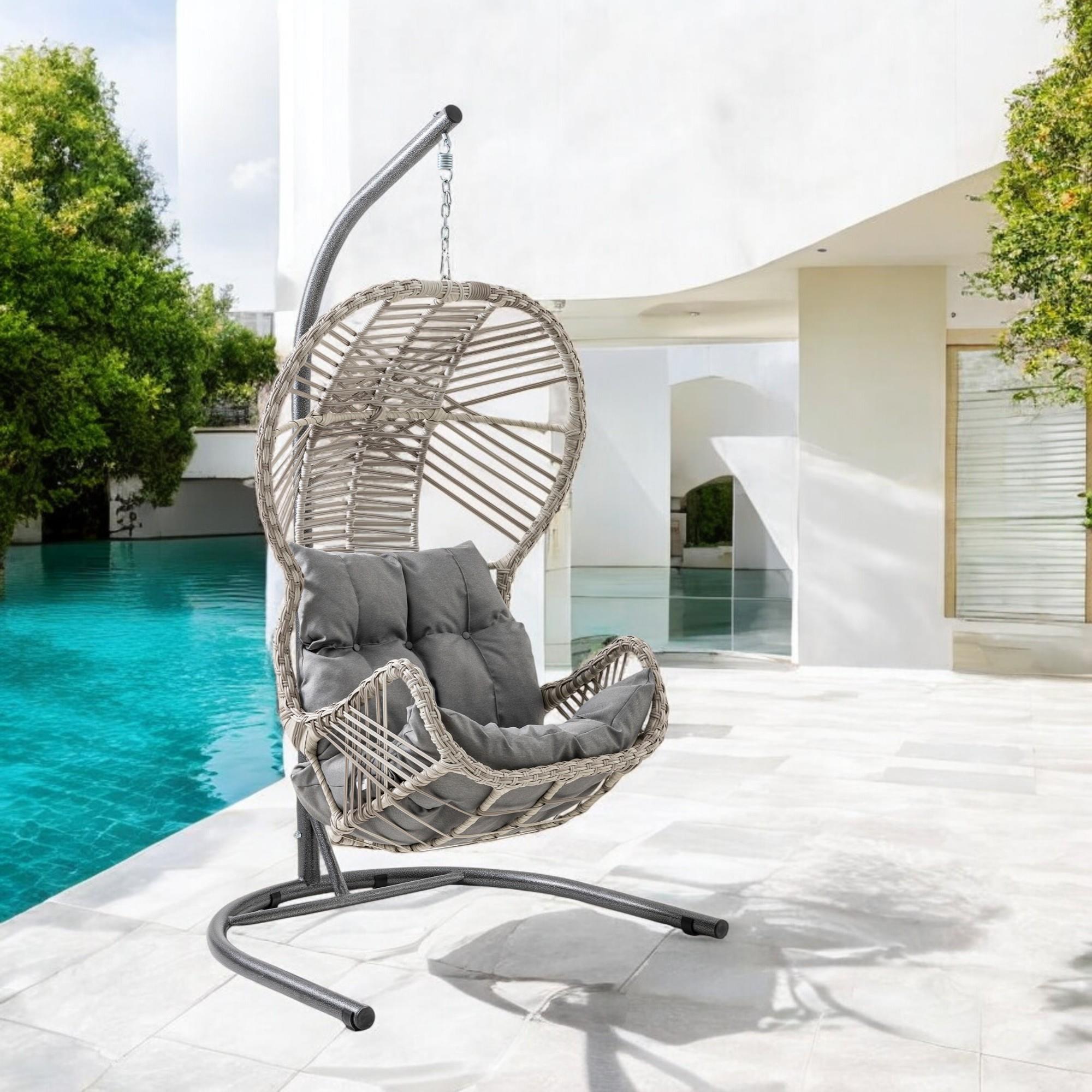 Rehome Erdek Tek Kişilik Rattan Bahçe Salıncağı | Beyaz