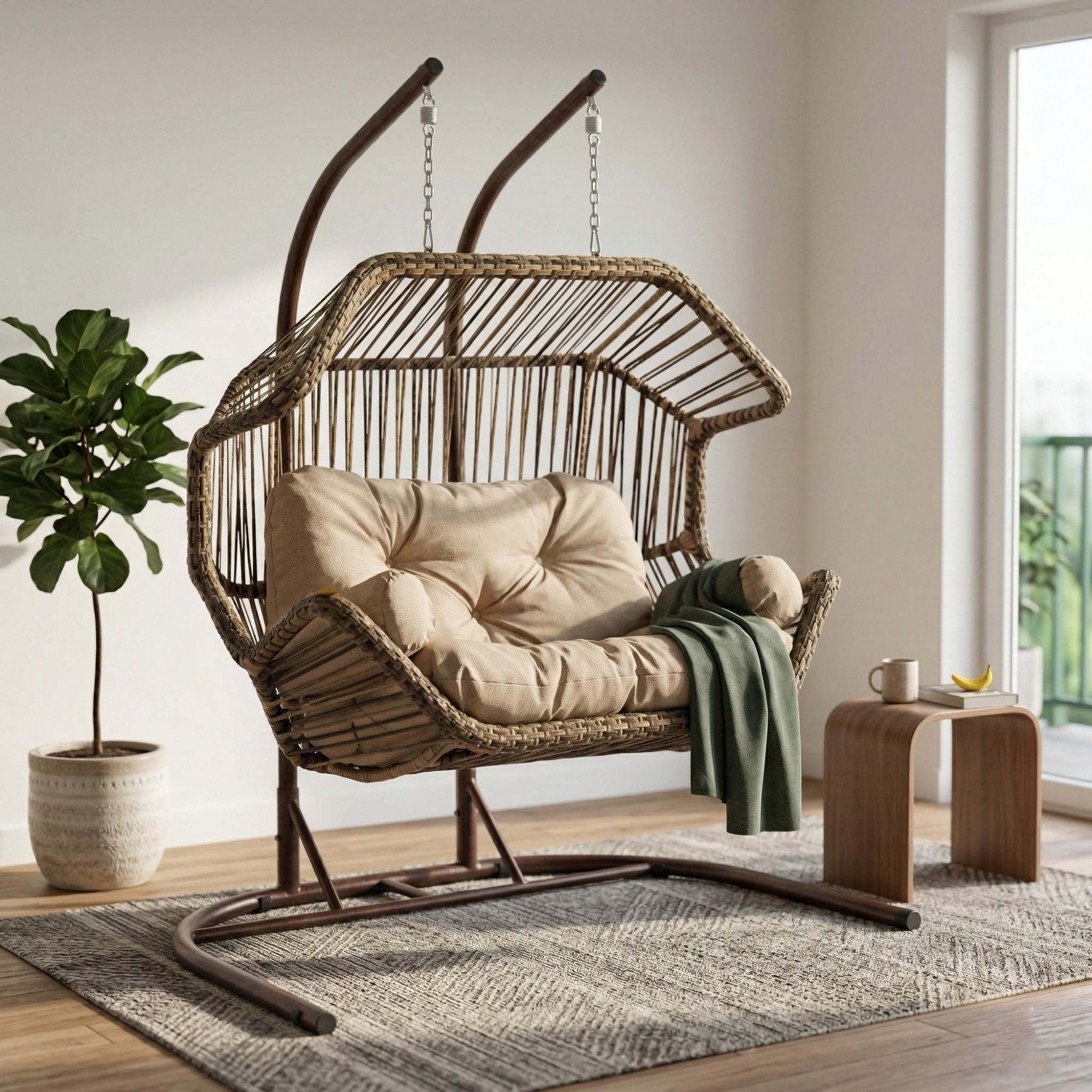 Rehome Akçay Çiftli Rattan Bahçe Salıncağı | Açık Kahve