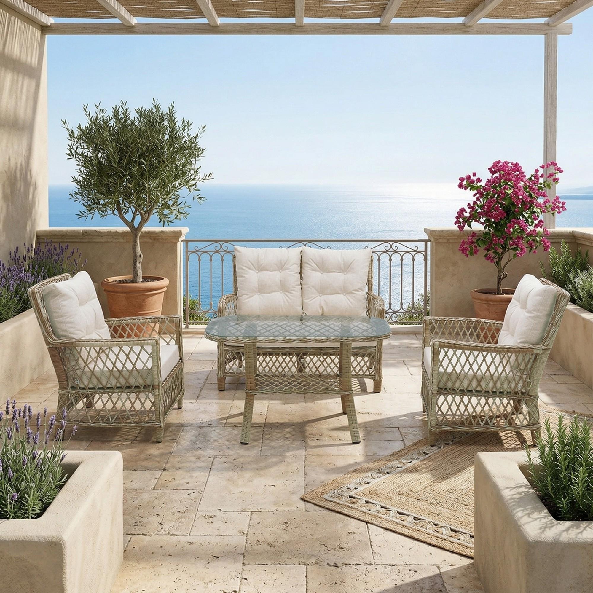 Rehome Avento Rattan Balkon Takımı 4 Kişilik