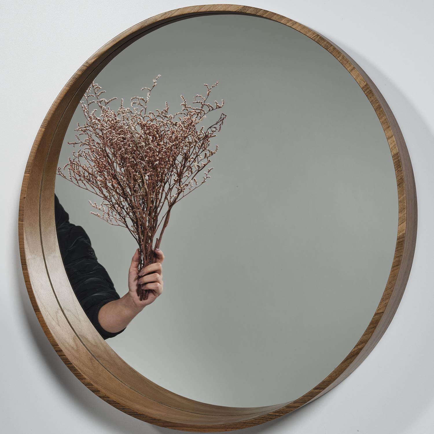 Rehome Yuvarlak Ahşap Çerçeveli Dekoratif Ayna - No:259 (70 cm)