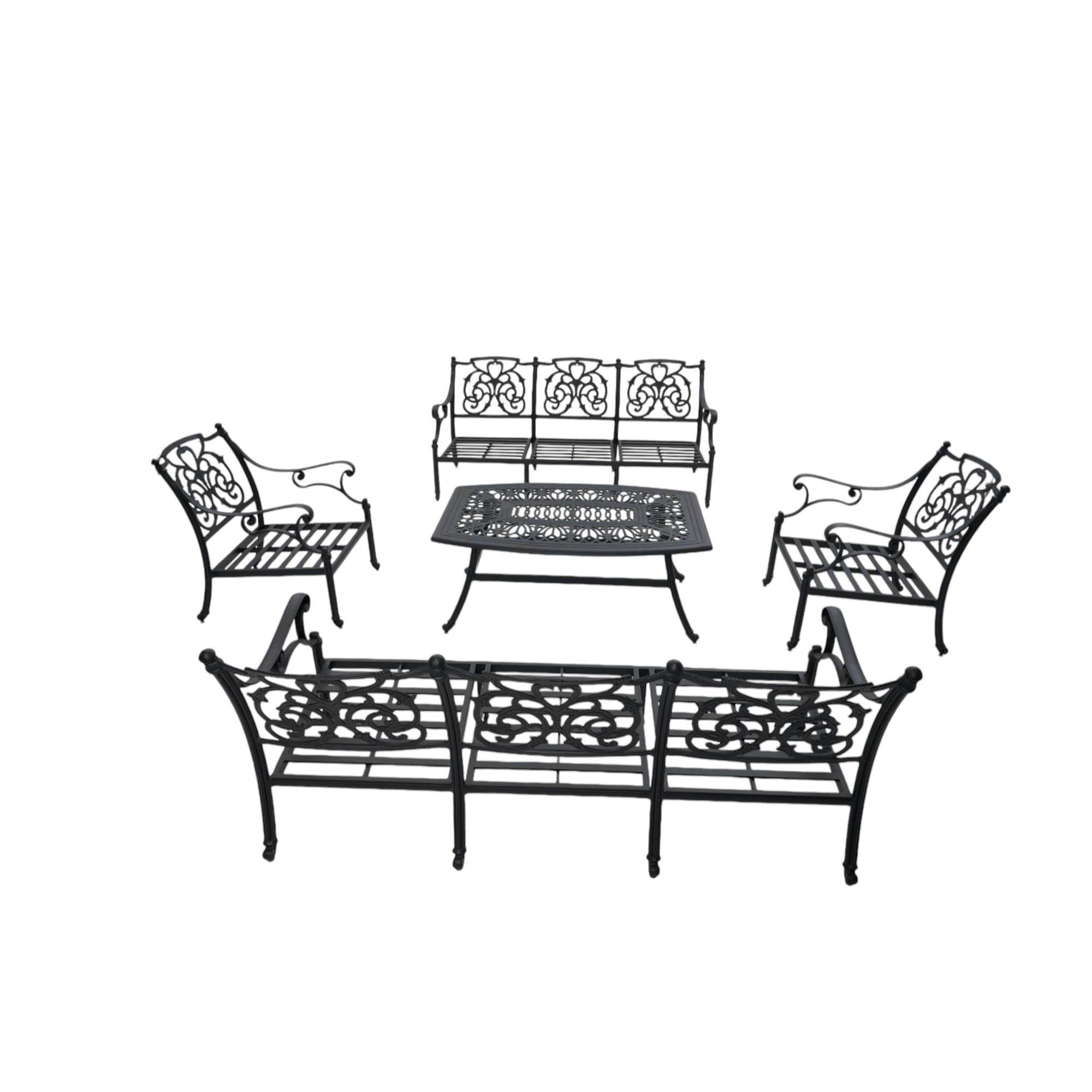 Aden 3+3+1+1 Alüminyum Döküm Bahçe Oturma Takımı | Rehome