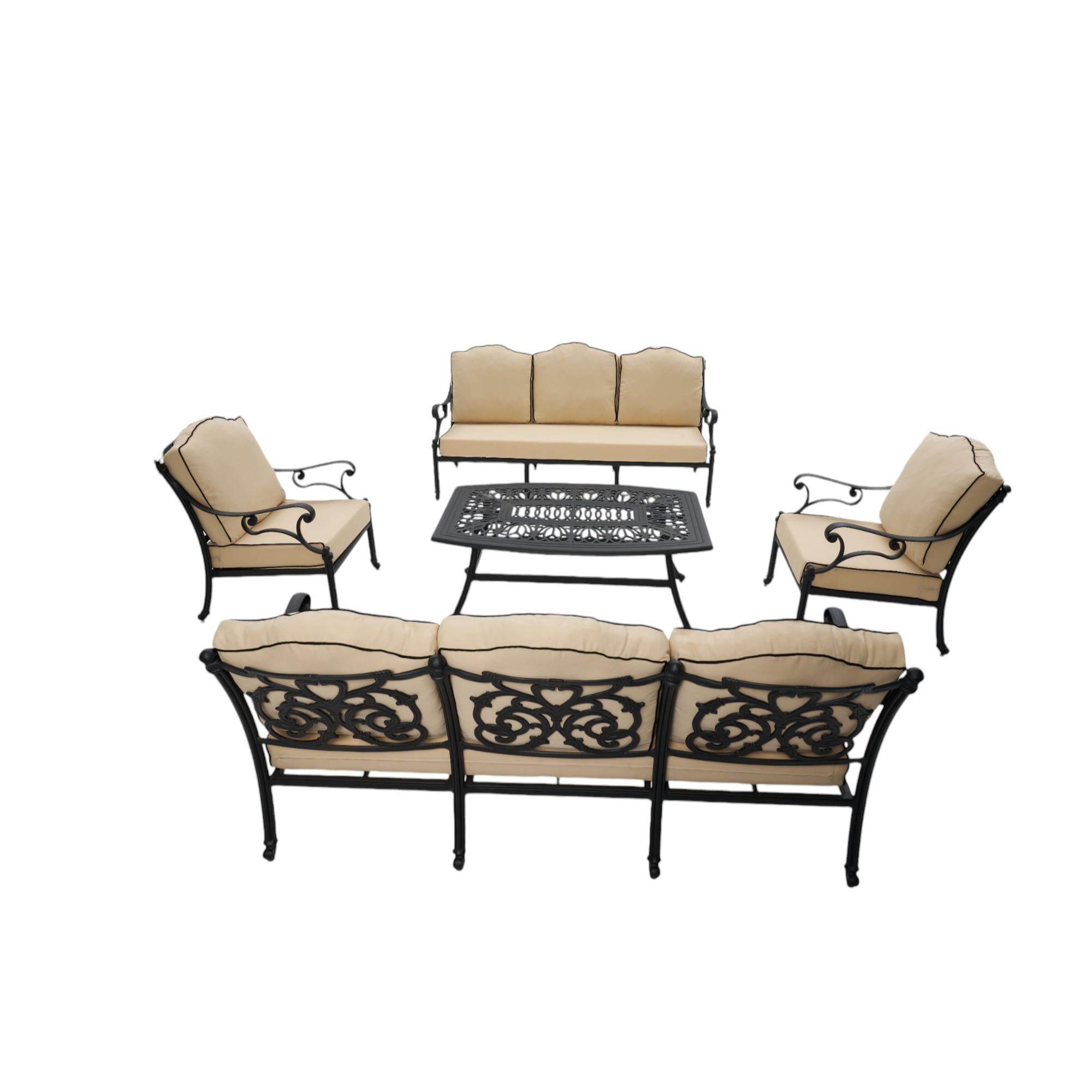 Aden 3+3+1+1 Alüminyum Döküm Bahçe Oturma Takımı | Rehome