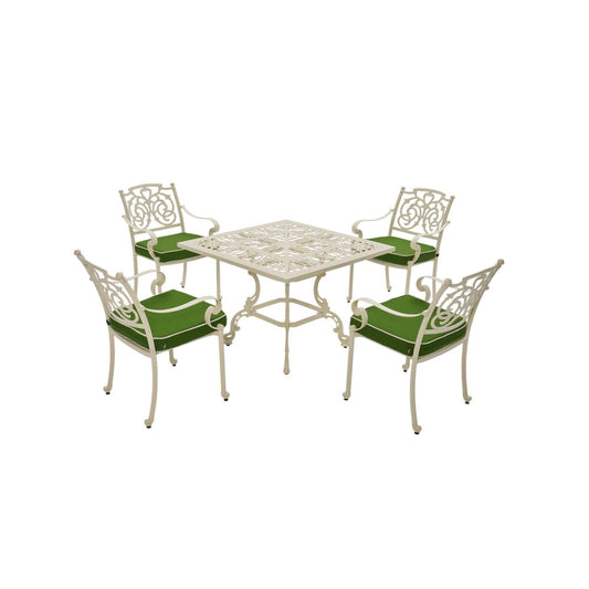 Aden Kare 4 Kişilik Bahçe Masa Sandalye Takımı | Metal Döküm | Rehome