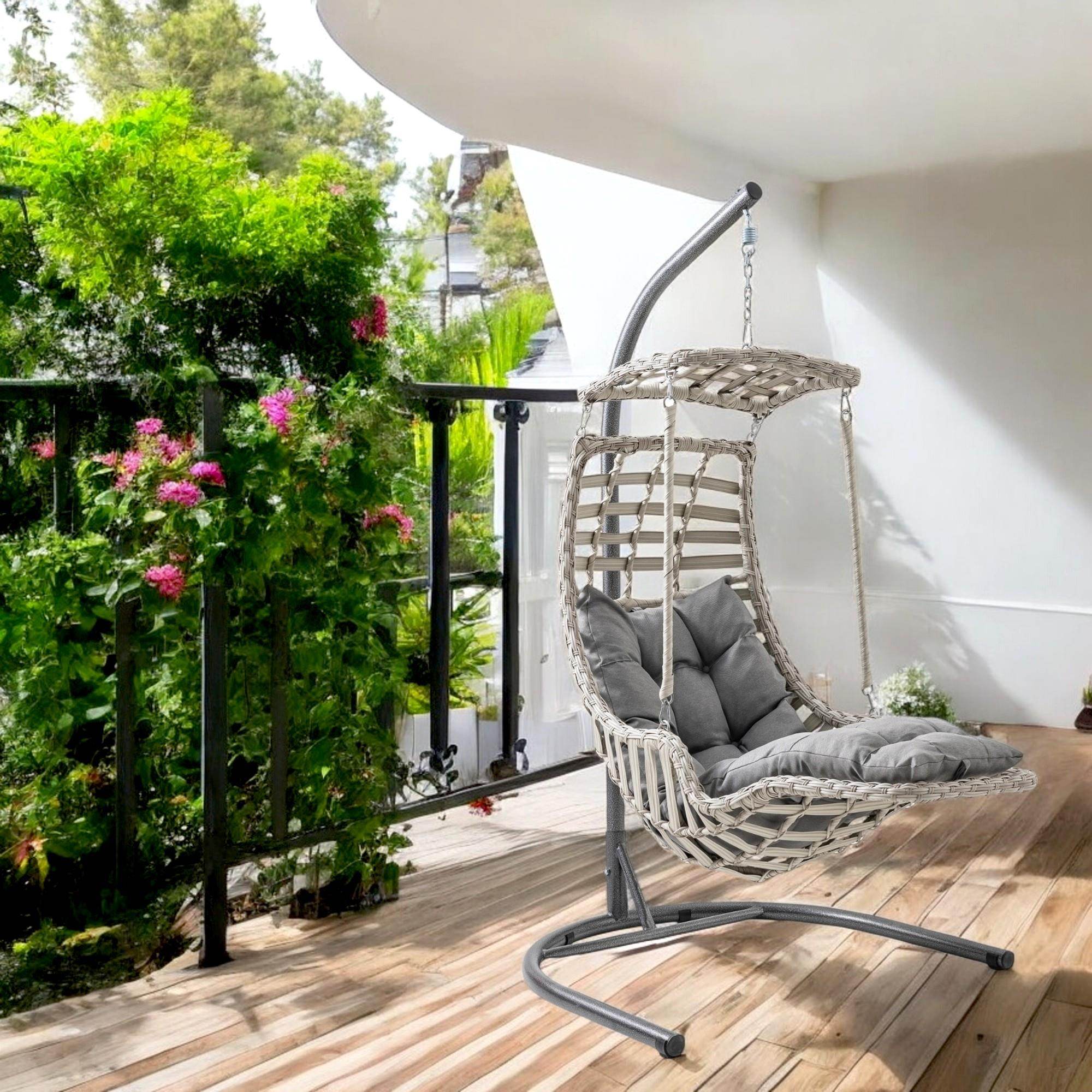 Alaçatı Plus | Tekli Rattan Bahçe Salıncağı | Rehome Balkon Salıncağı