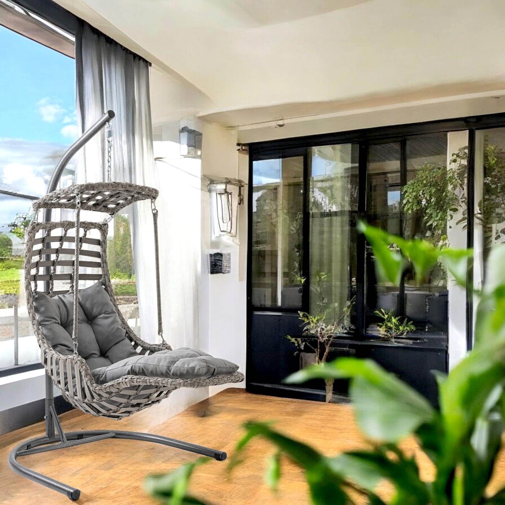 Alaçatı Plus | Tekli Rattan Bahçe Salıncağı | Rehome Balkon Salıncağı