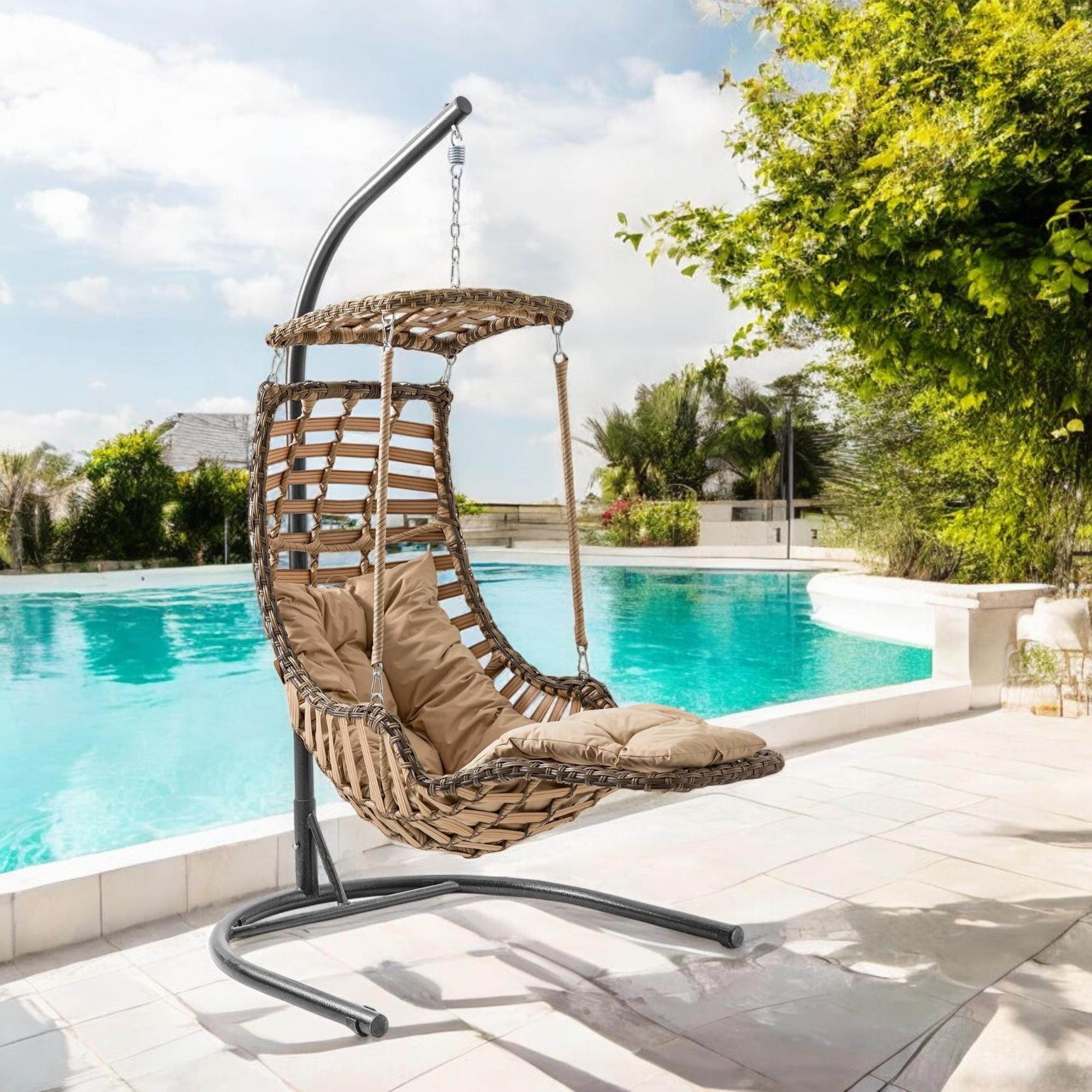 Alaçatı Plus | Tekli Rattan Bahçe Salıncağı | Rehome Balkon Salıncağı