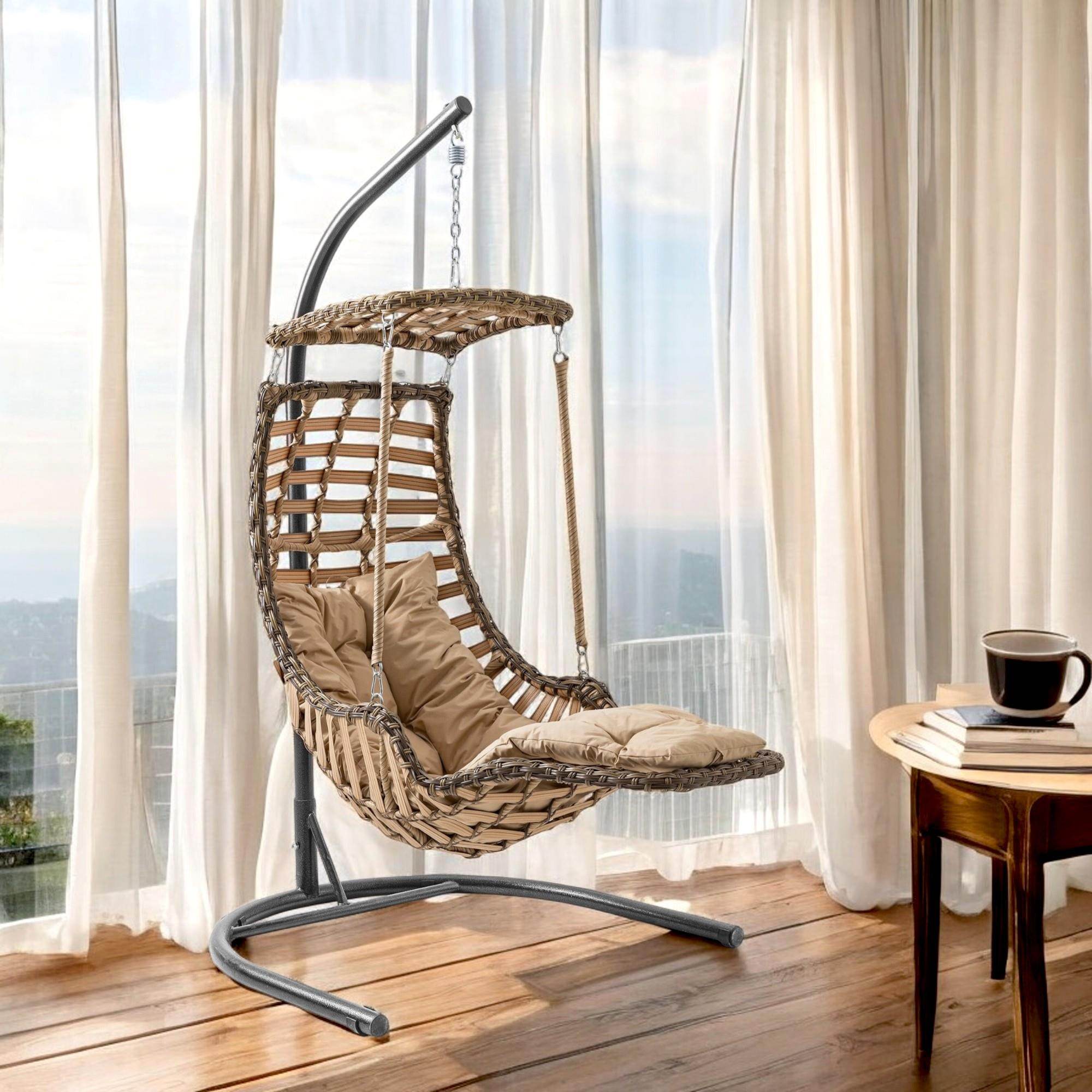 Alaçatı Plus | Tekli Rattan Bahçe Salıncağı | Rehome Balkon Salıncağı