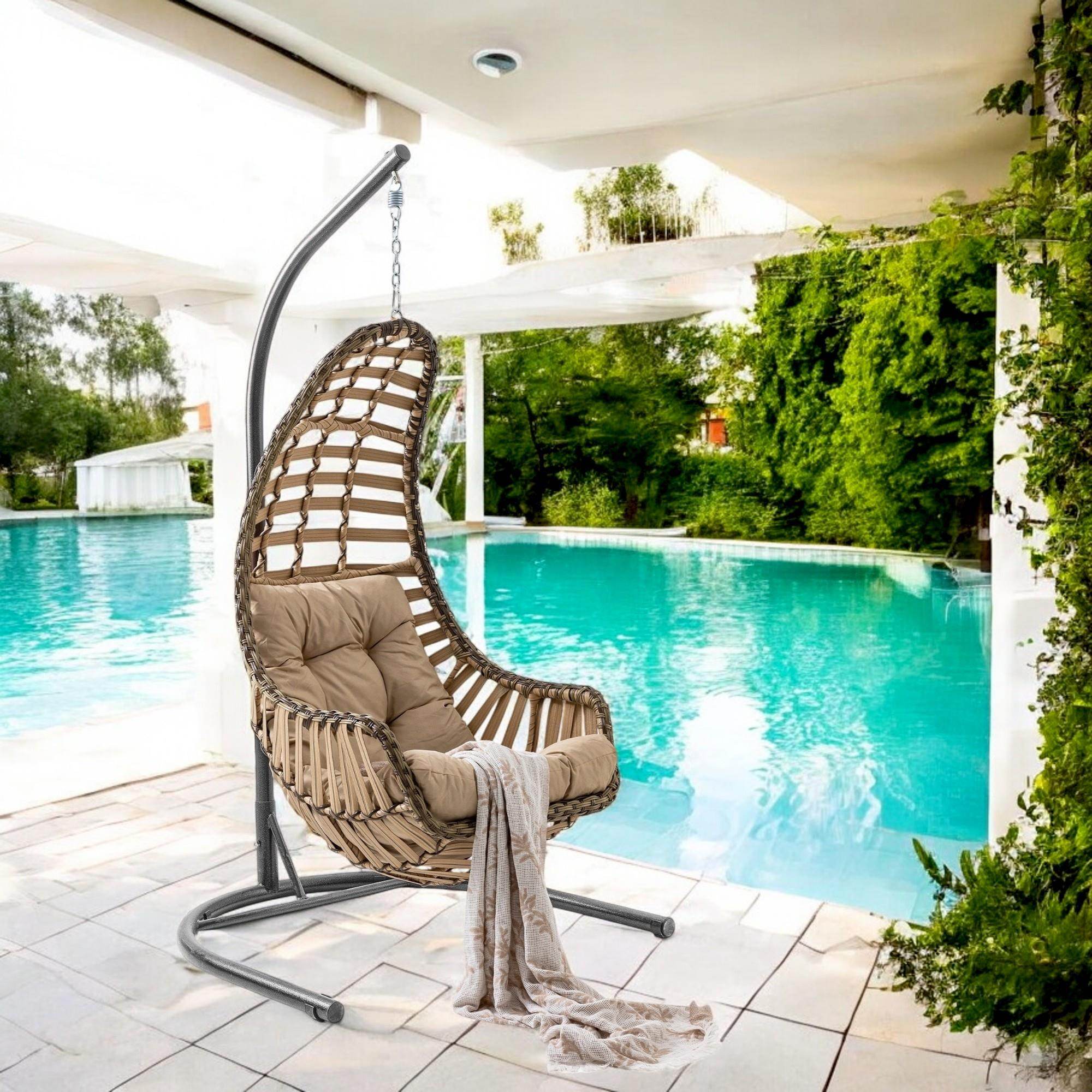 Datça | Tekli Rattan Bahçe Salıncağı | Rehome Balkon Salıncağı