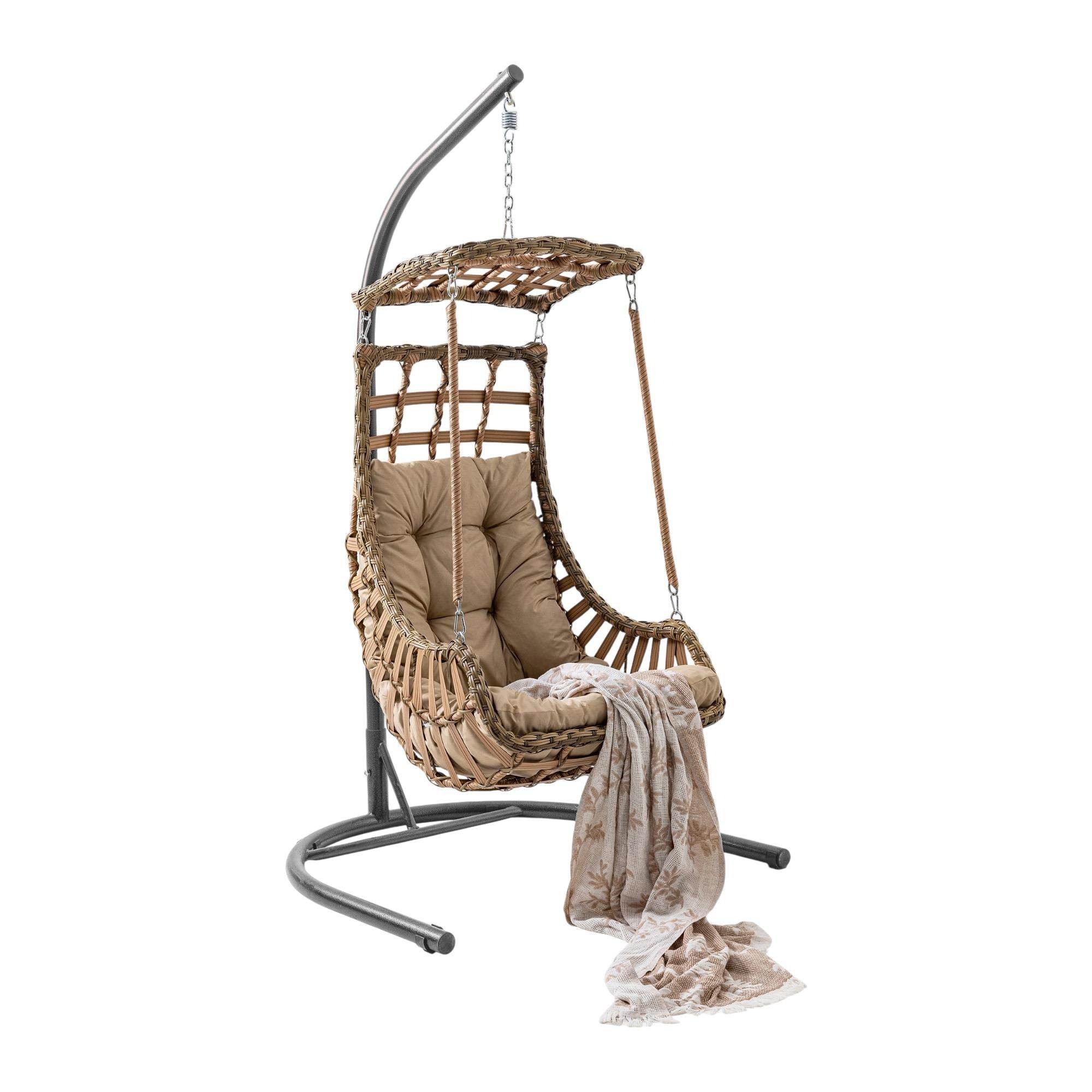 Alaçatı | Tekli Rattan Bahçe Salıncağı | Rehome Balkon Salıncağı