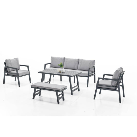 Alanya Plus 3'lü Alüminyum Bahçe Oturma Grubu | Rehome