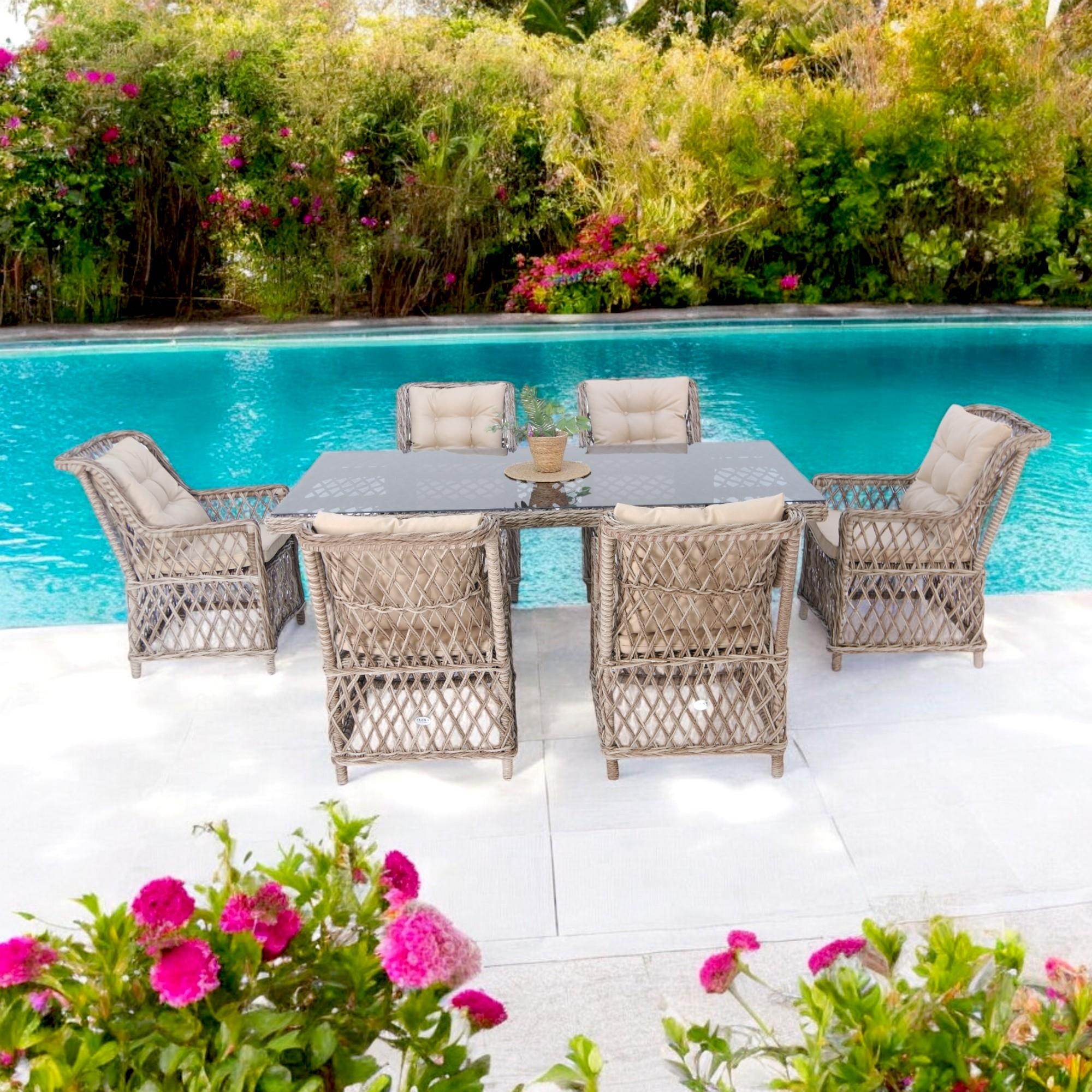 Alaska | Rehome 100x200 Rattan Bahçe Masa Takımı | 43