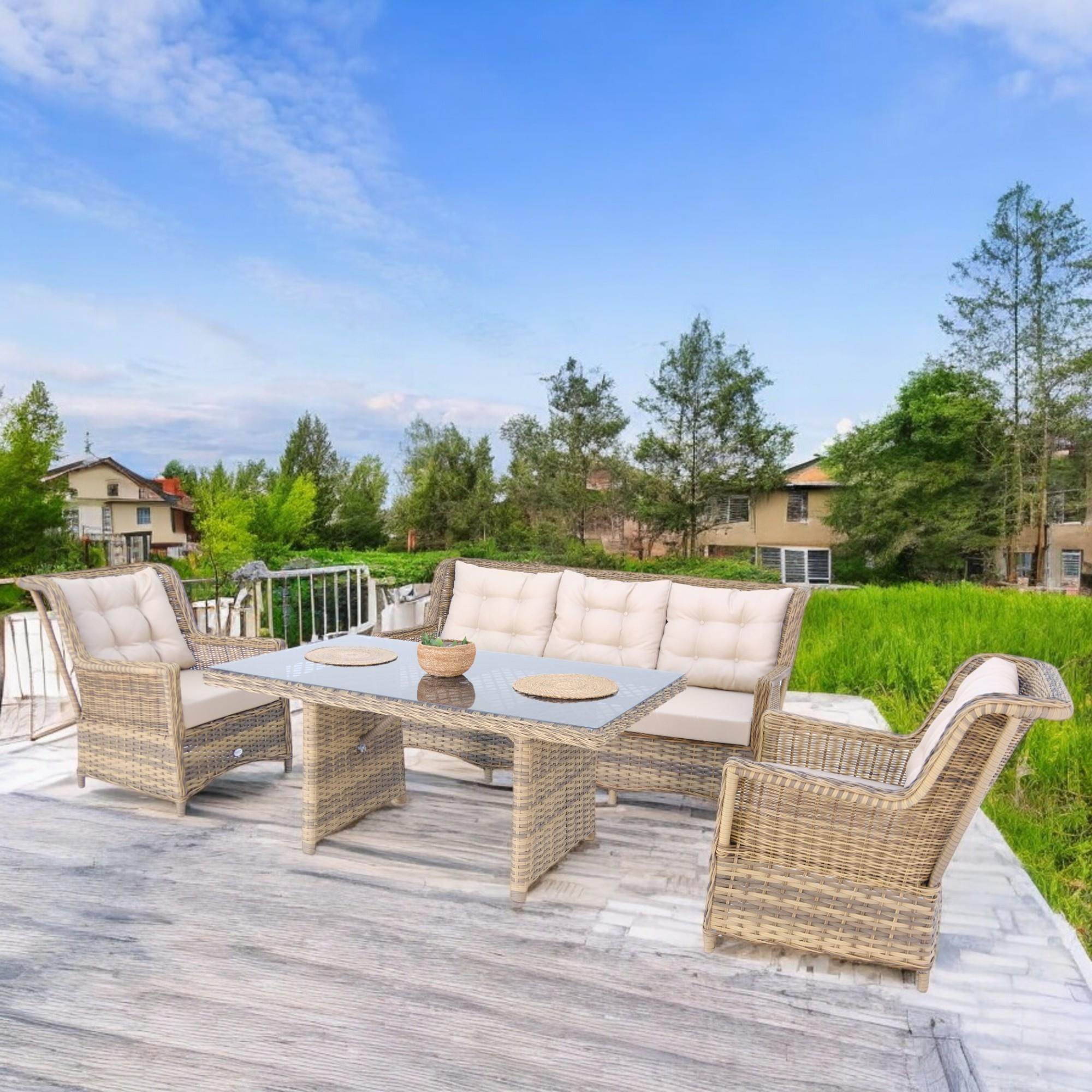 Amalfi | Rehome Üçlü Rattan Bahçe Oturma Grubu | 551