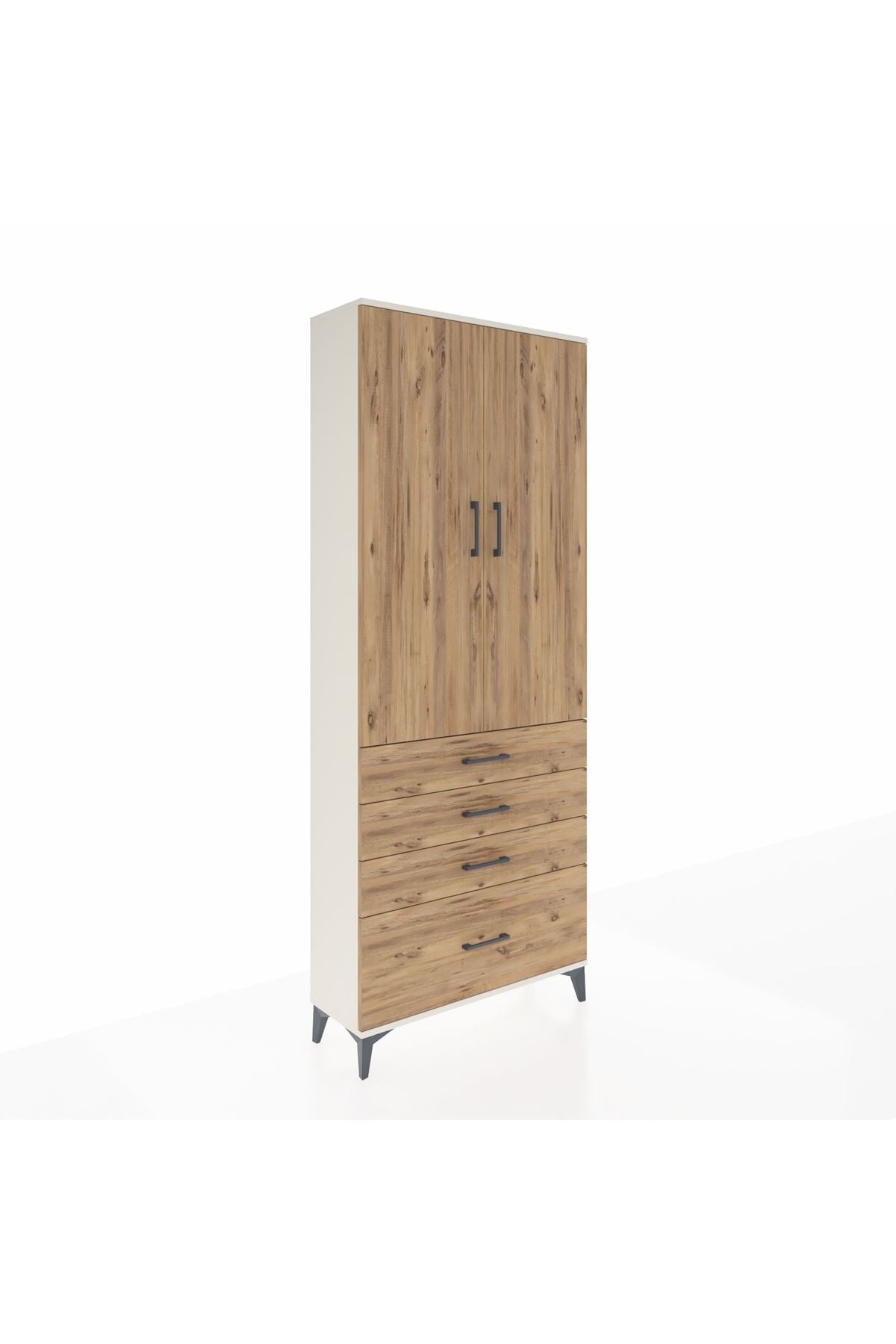 Arges Dolap 2 Raflı 4 Çekmeceli Tek Askılı 88x30x221 Aytaşı-Çam