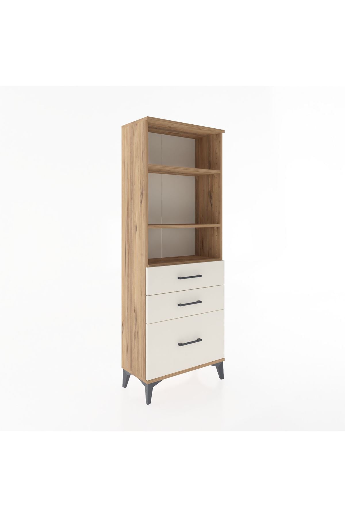 Arges Dolap 3 Raflı 3 Çekmeceli 60x30x163 Çam-Aytaşı