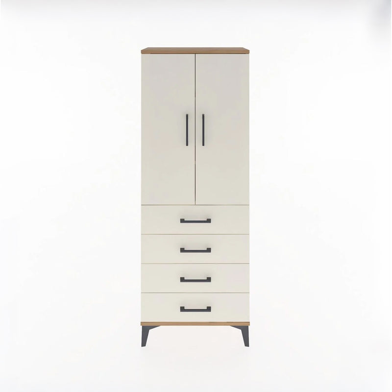 Arges Dolap 3 Raflı 4 Çekmeceli 2 Kapaklı 60x30x163 Çam-Aytaşı