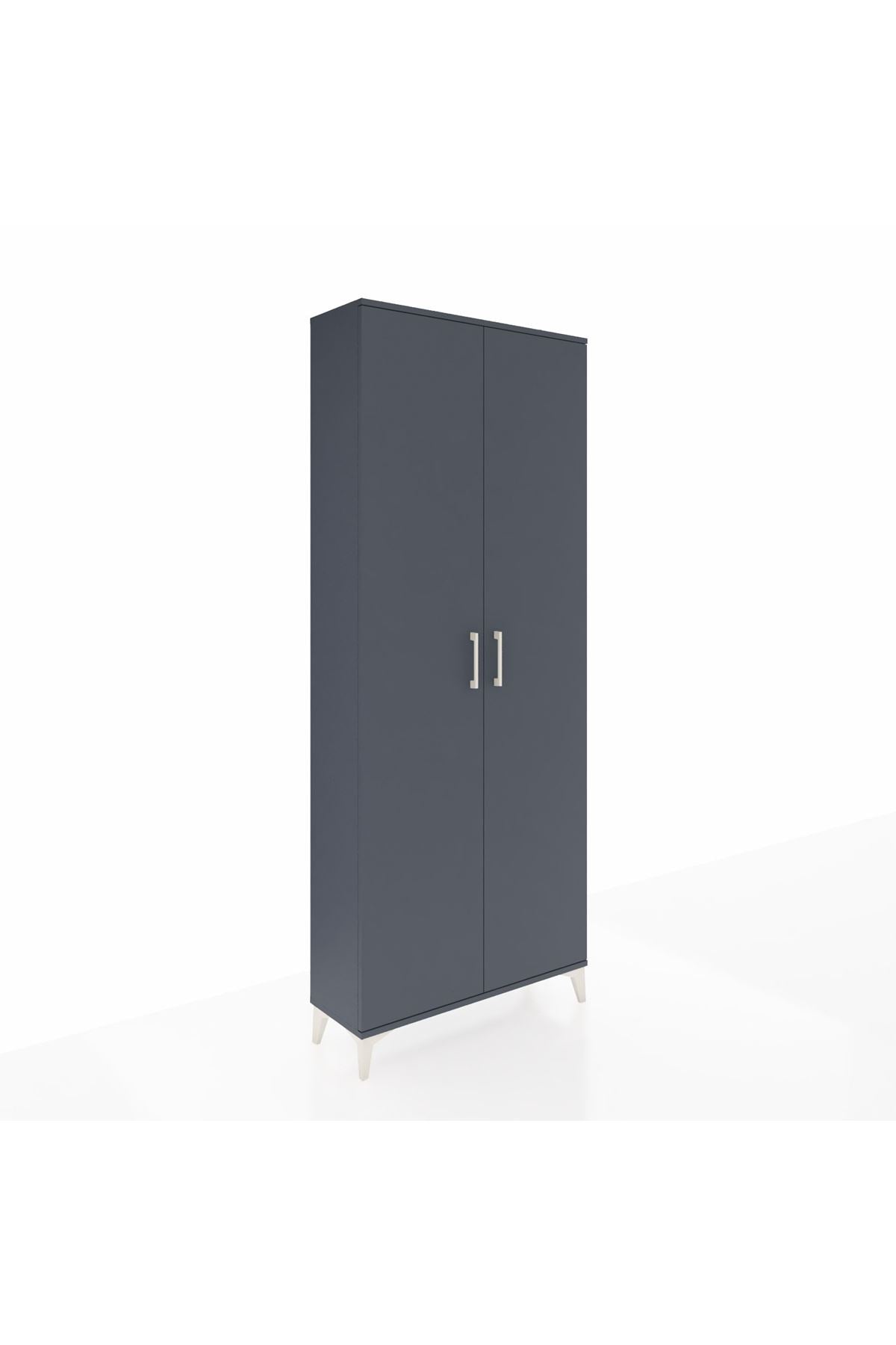 Arges Dolap 4 Raflı 2 Kapaklı 88x30x221 Antrasit-Antrasit