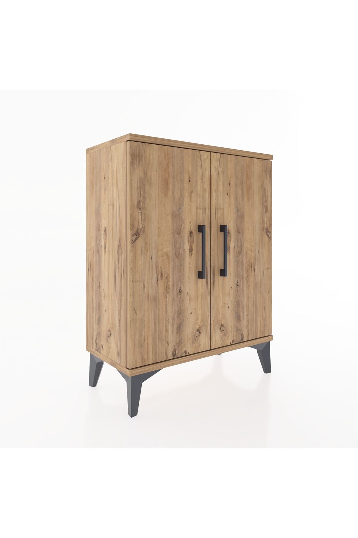 Arges Komodin 2 Raflı 2 Kapaklı 60x30x80 Çam-Çam