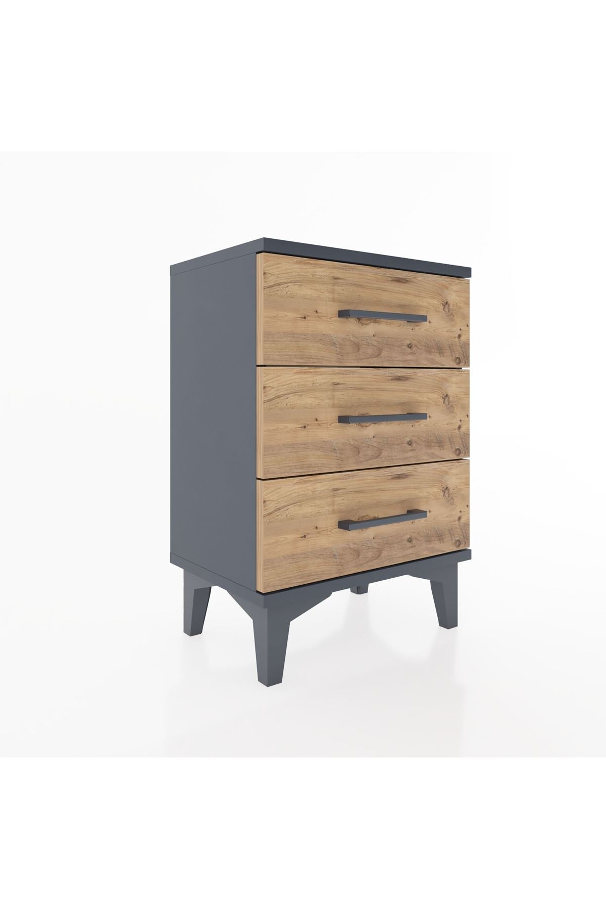 Arges Komodin 3 Çekmeceli 44x30x64 Antrasit-Çam