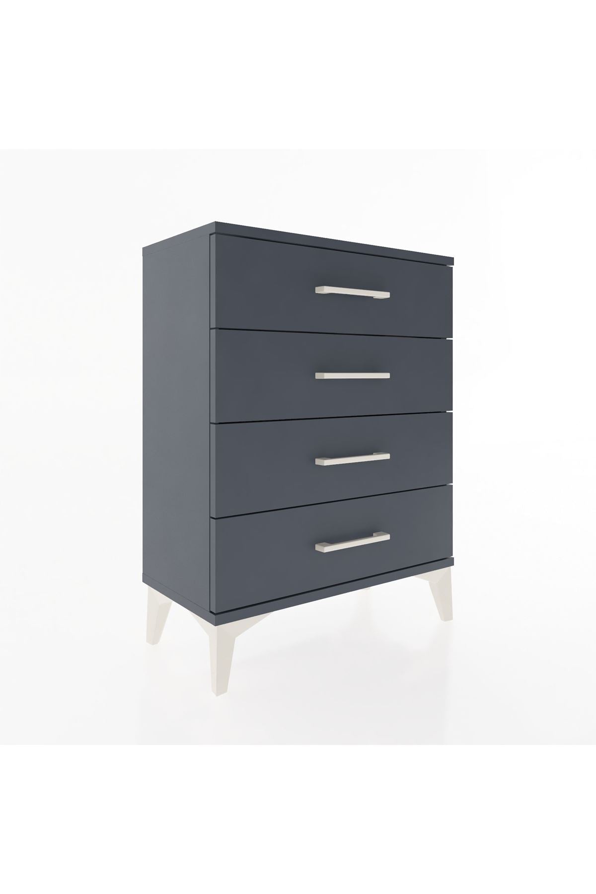 Arges Komodin 4 Çekmeceli 60x30x80 Antrasit-Antrasit