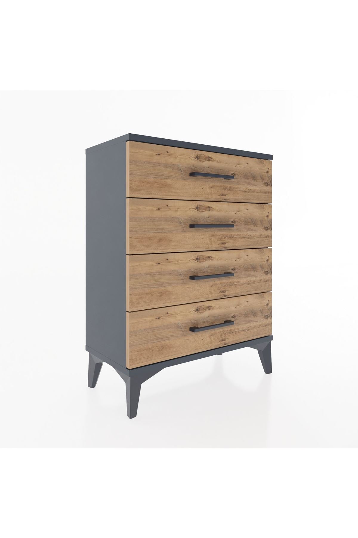 Arges Komodin 4 Çekmeceli 60x30x80 Antrasit-Çam