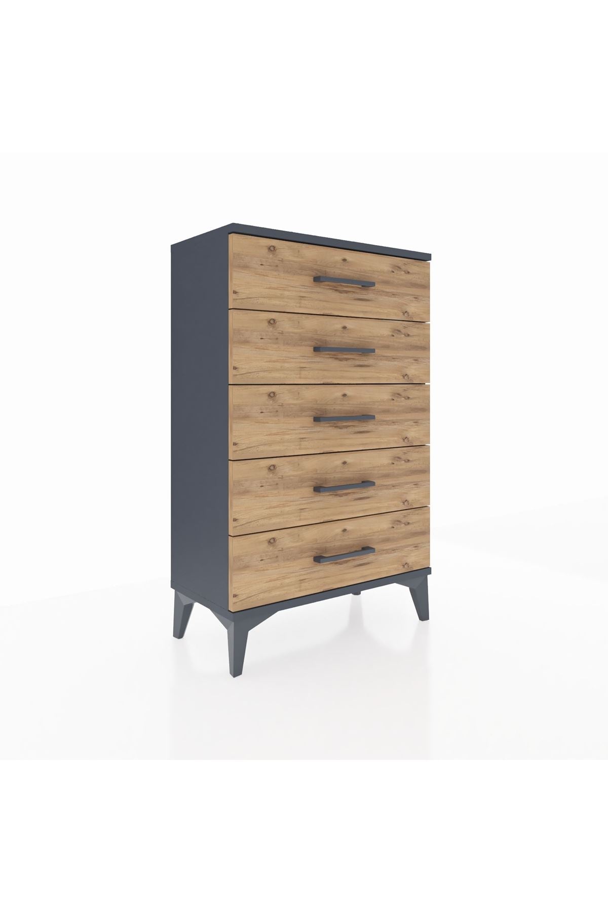 Arges Komodin 5 Çekmeceli 60x30x96 Antrasit-Çam