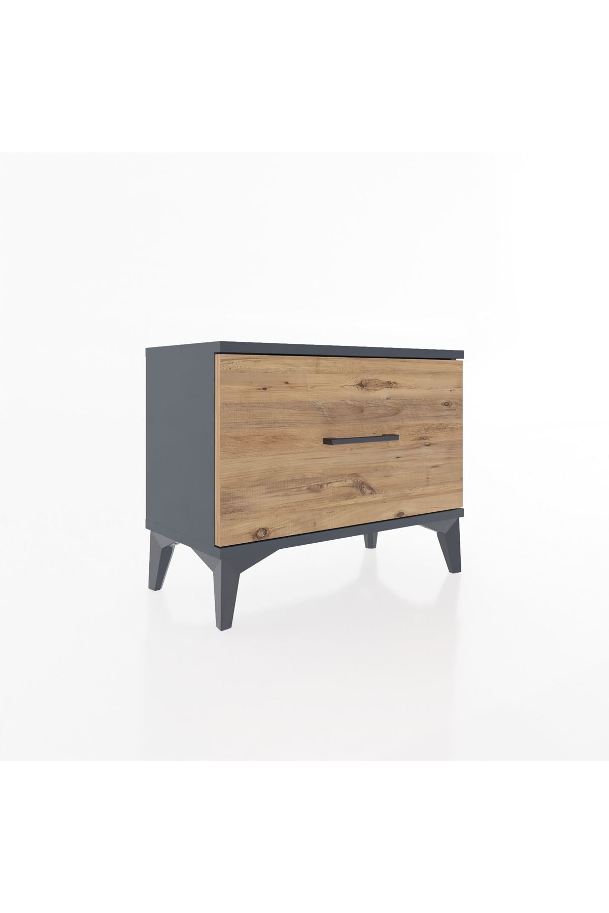 Arges Komodin Tek Çekmeceli 60x30x48 Antrasit-Çam