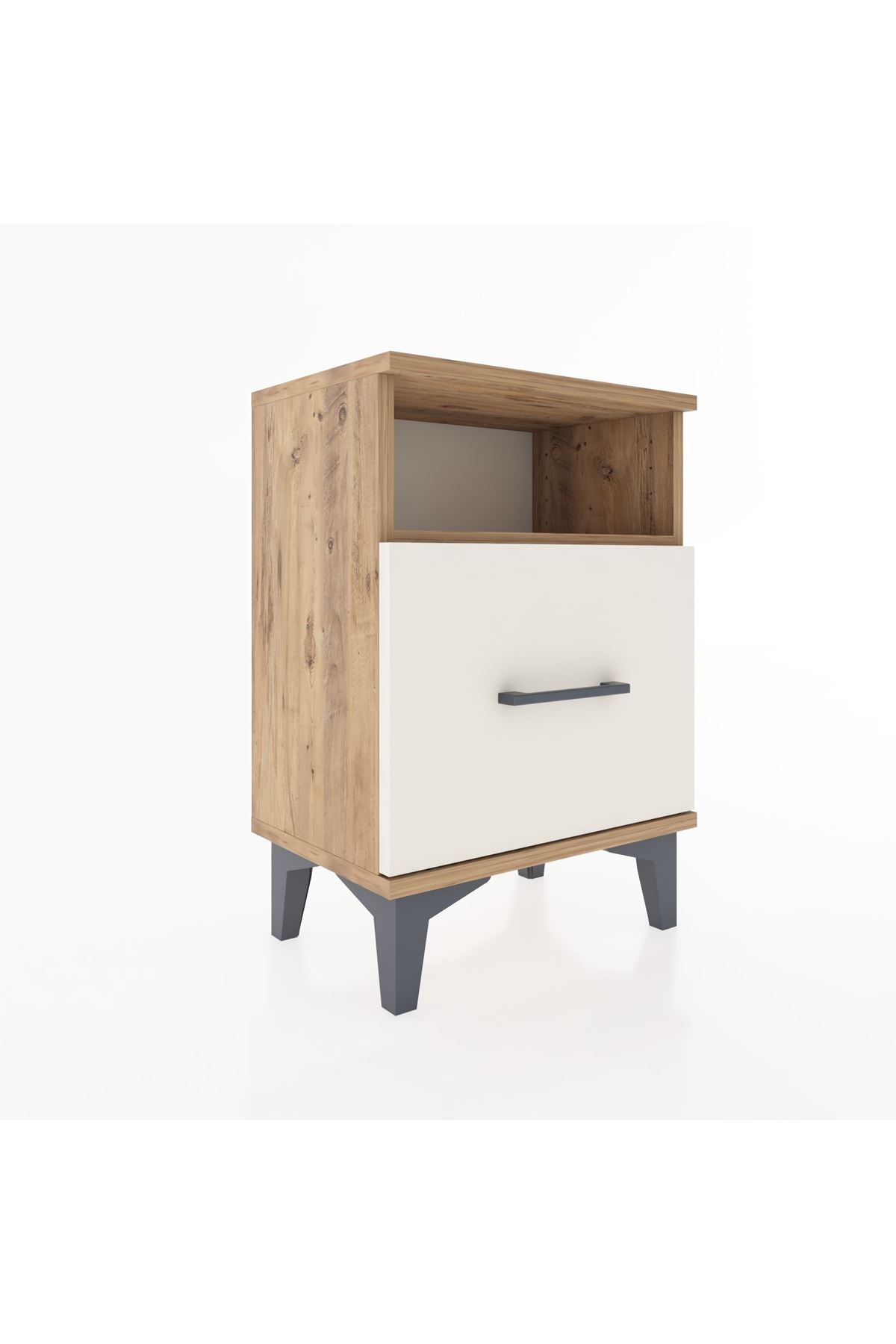 Arges Komodin Tek Raflı 2 Çekmeceli 44x30x64 Çam-Aytaşı