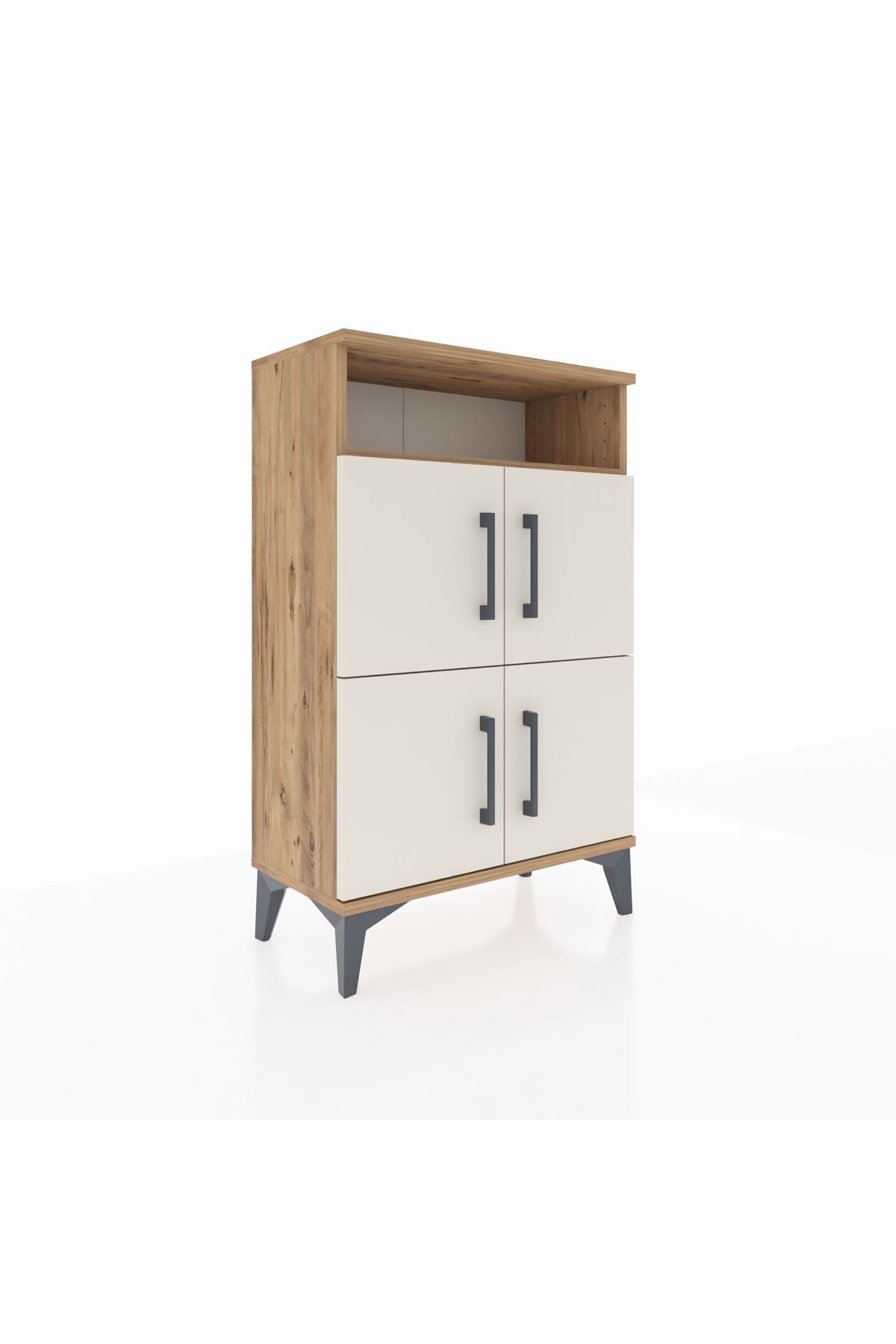 Arges Komodin Tek Raflı 4 Kapaklı 60x30x96 Çam-Aytaşı