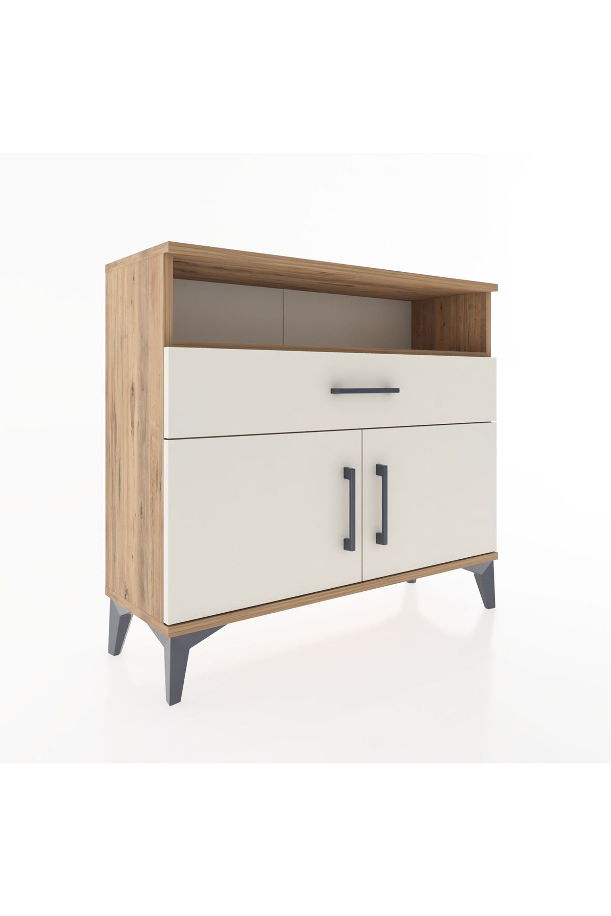 Arges Şifonyer 2 Raflı Tek Çekmeceli 2 Kapaklı 88x30x80 Çam-Aytaşı