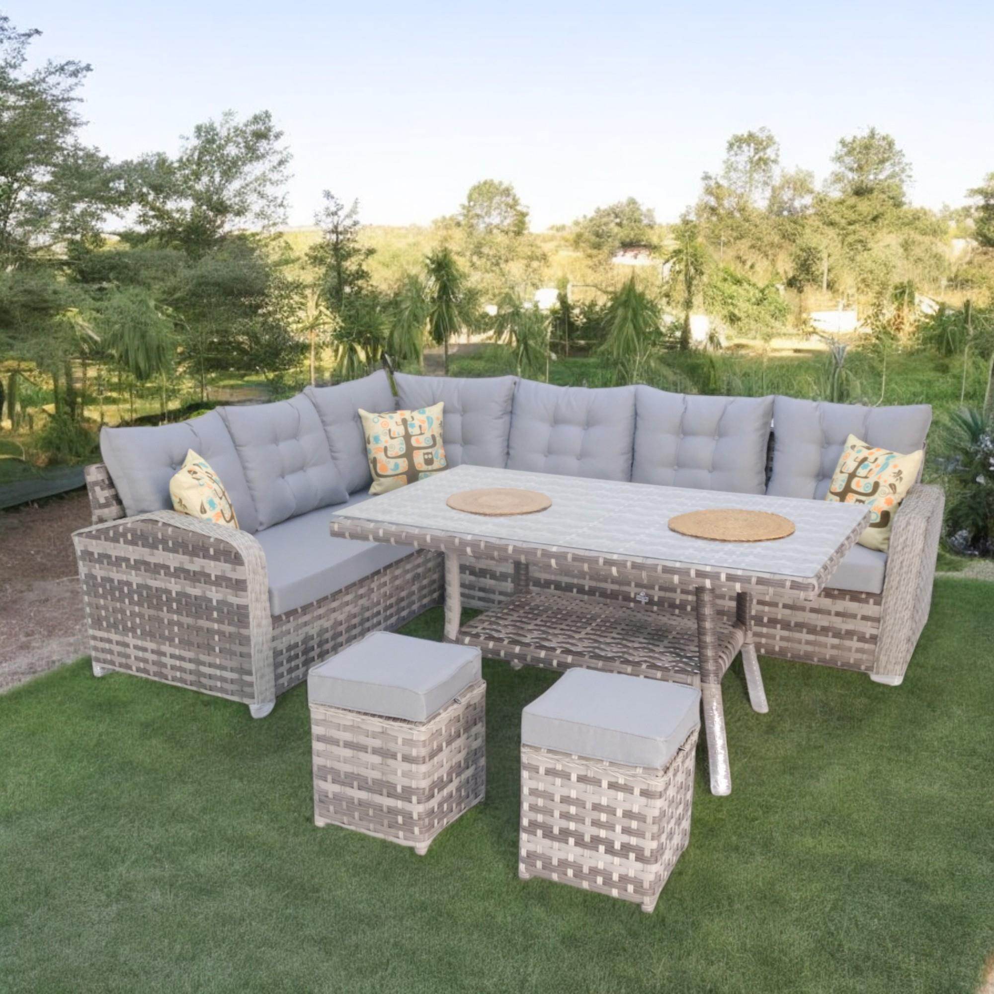 Aria | Rehome Rattan İki Puflu L Köşe Takımı | 708