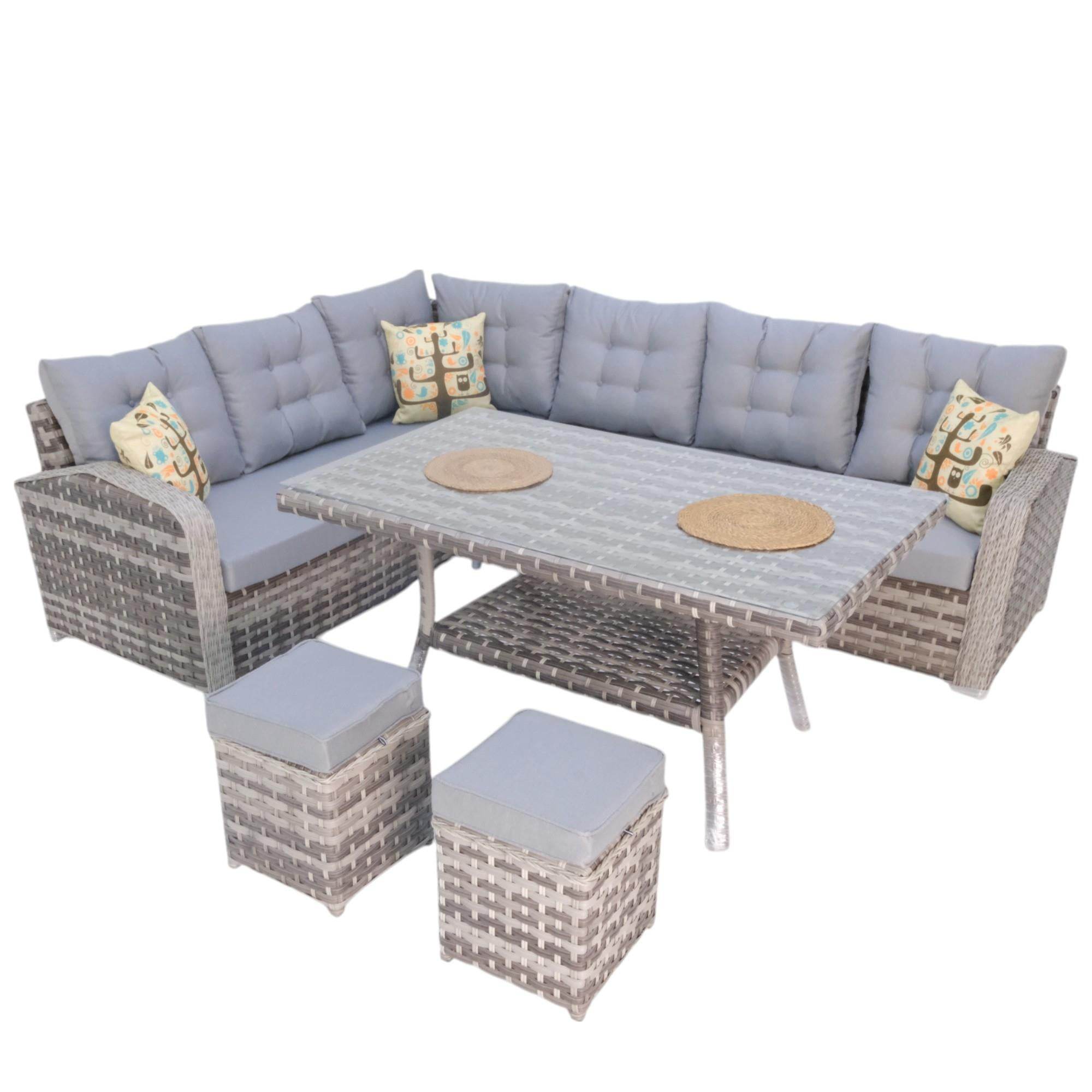 Aria | Rehome Rattan İki Puflu L Köşe Takımı | 708