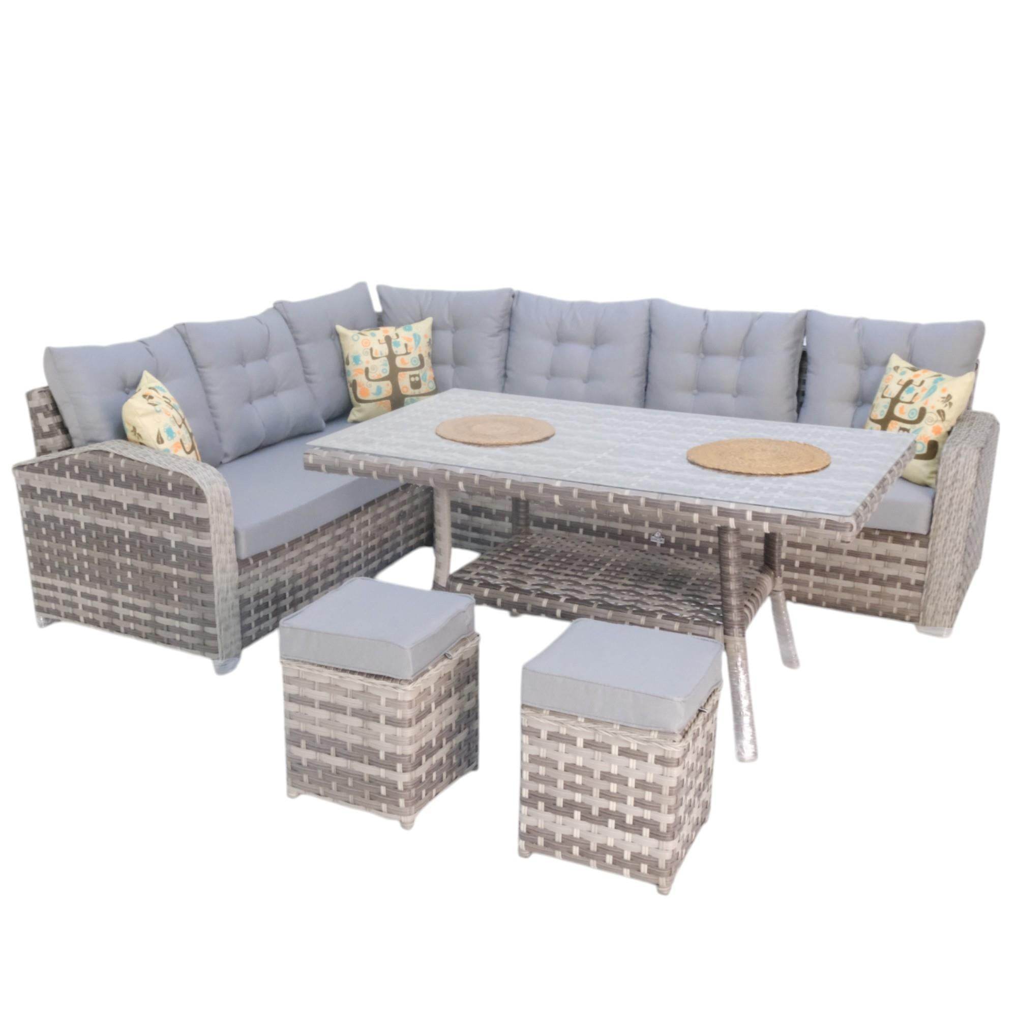 Aria | Rehome Rattan İki Puflu L Köşe Takımı | 708