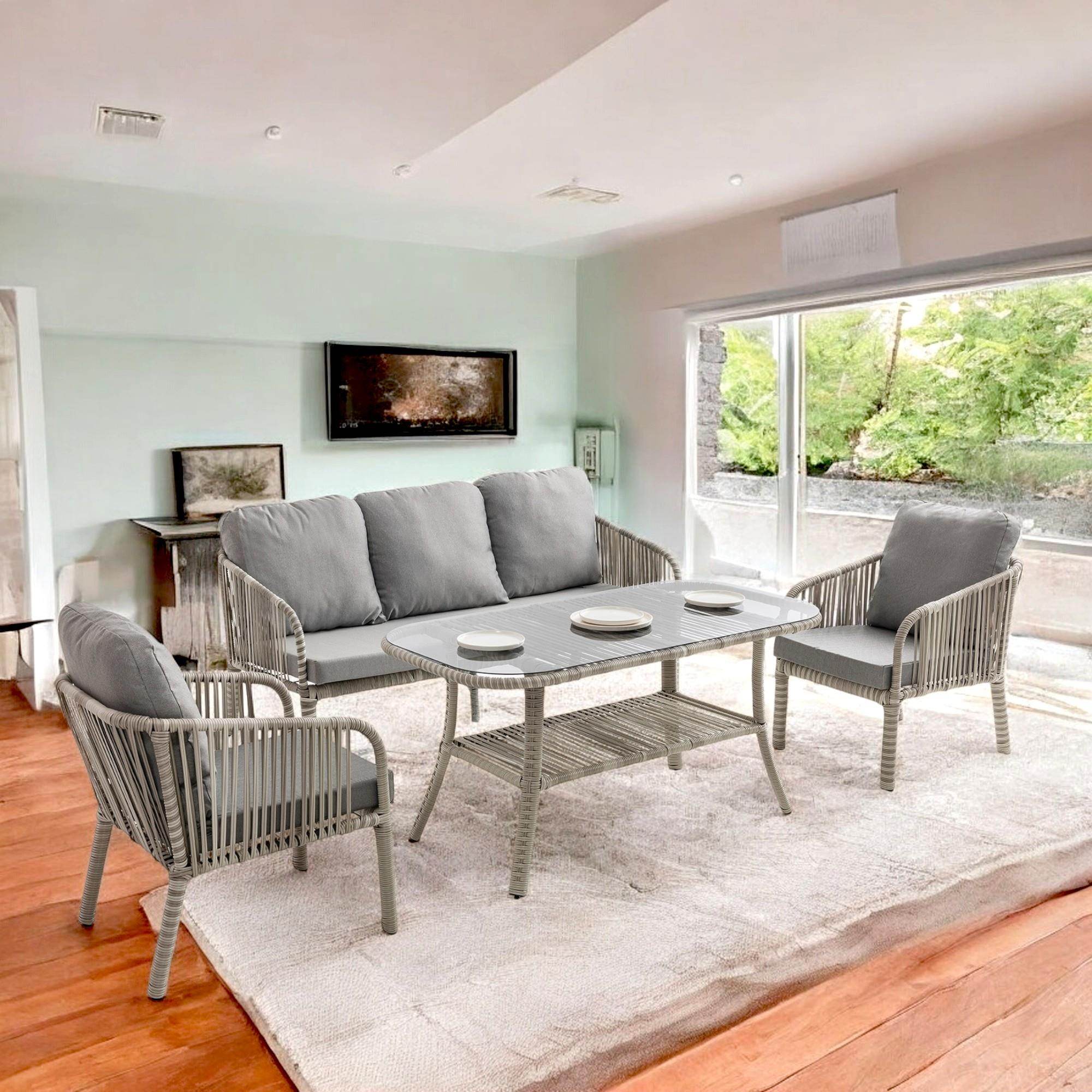 Artemis | Üçlü Bahçe Mobilyası Takımı | Rattan Bahçe Balkon Takımı