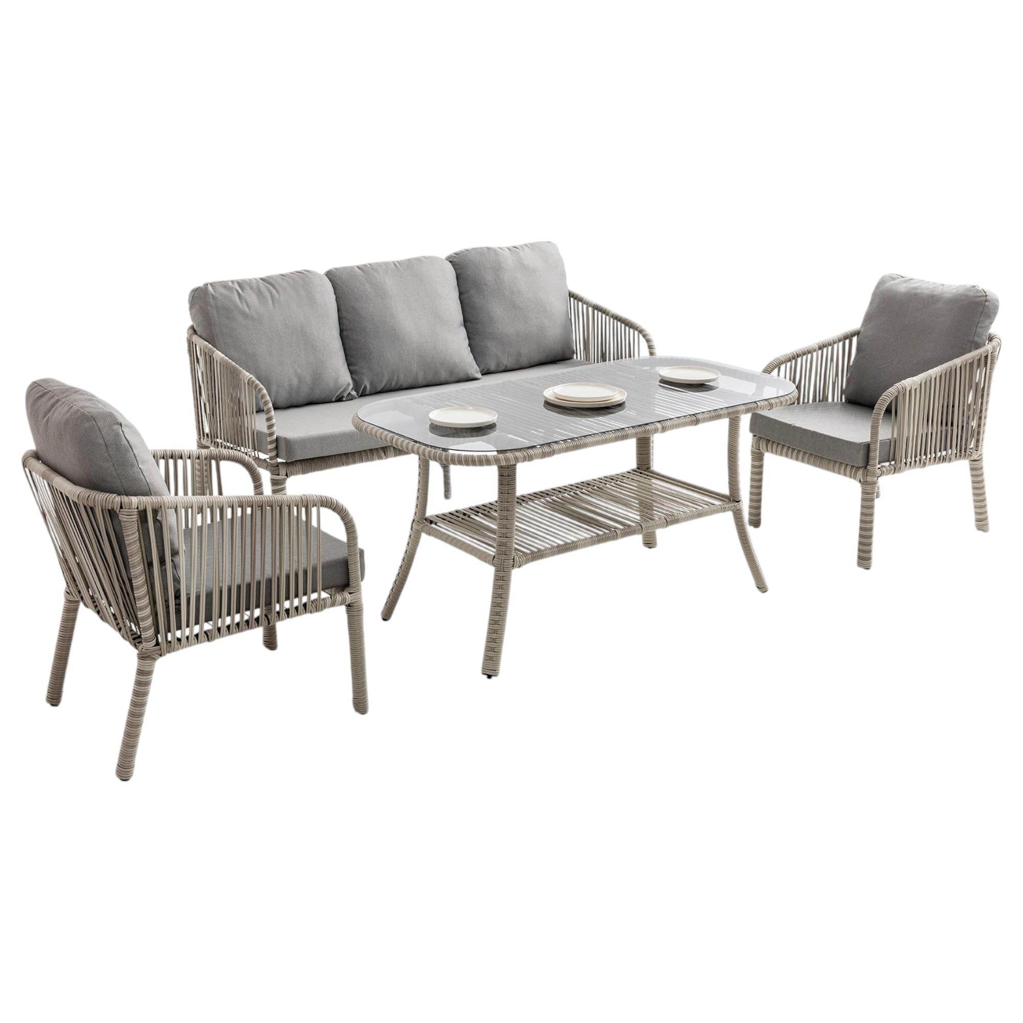 Artemis | Üçlü Bahçe Mobilyası Takımı | Rattan Bahçe Balkon Takımı