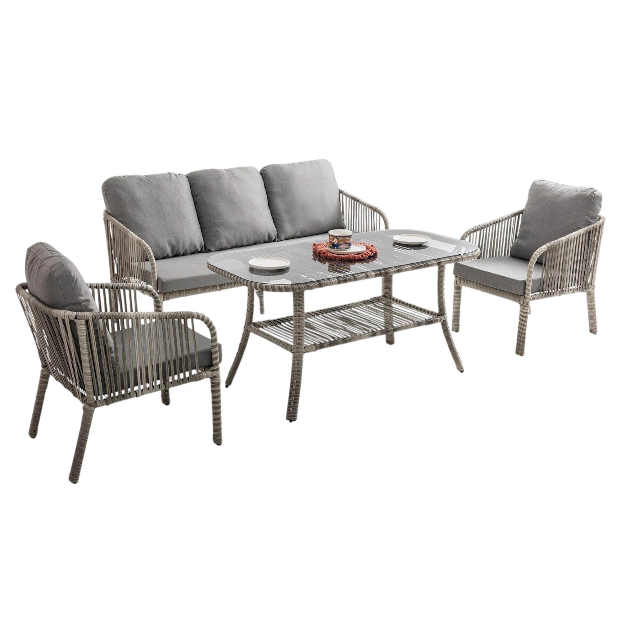 Artemis | Üçlü Bahçe Mobilyası Takımı | Rattan Bahçe Balkon Takımı