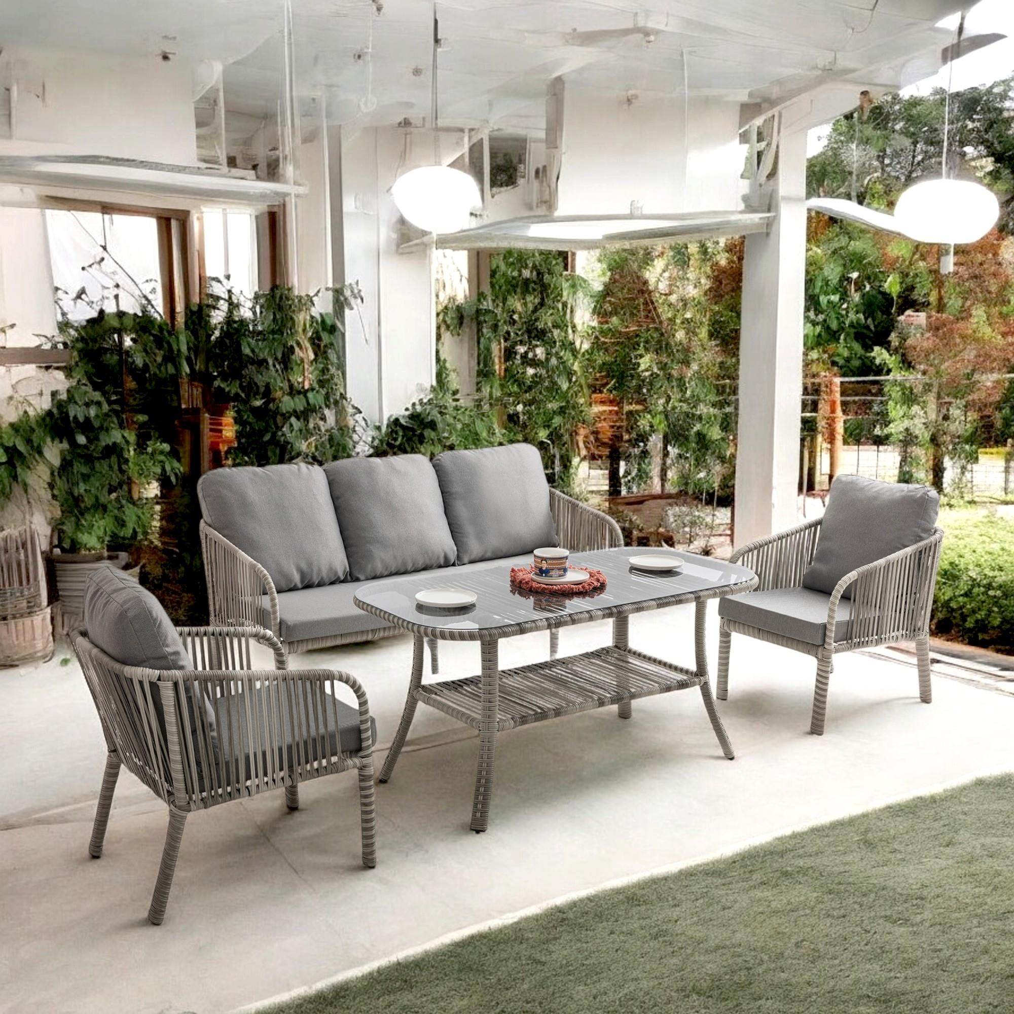 Artemis | Üçlü Bahçe Mobilyası Takımı | Rattan Bahçe Balkon Takımı