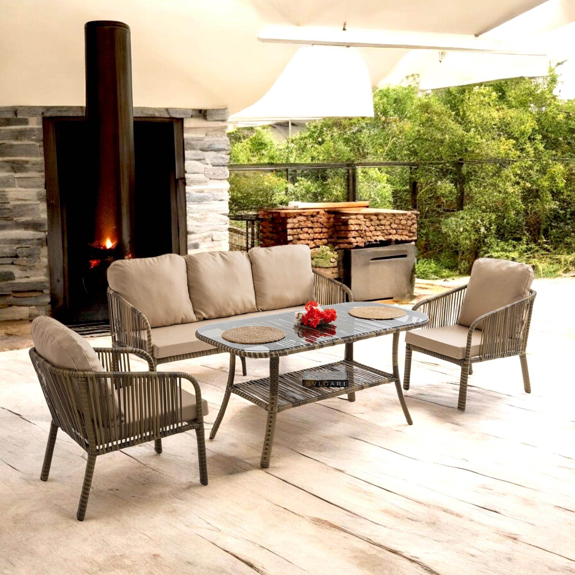 Artemis | Üçlü Bahçe Mobilyası Takımı | Rattan Bahçe Balkon Takımı