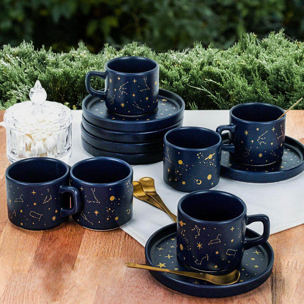 Keraart Astro Stackable Çay Fincan Takımı 12 Parça 6 Kişilik