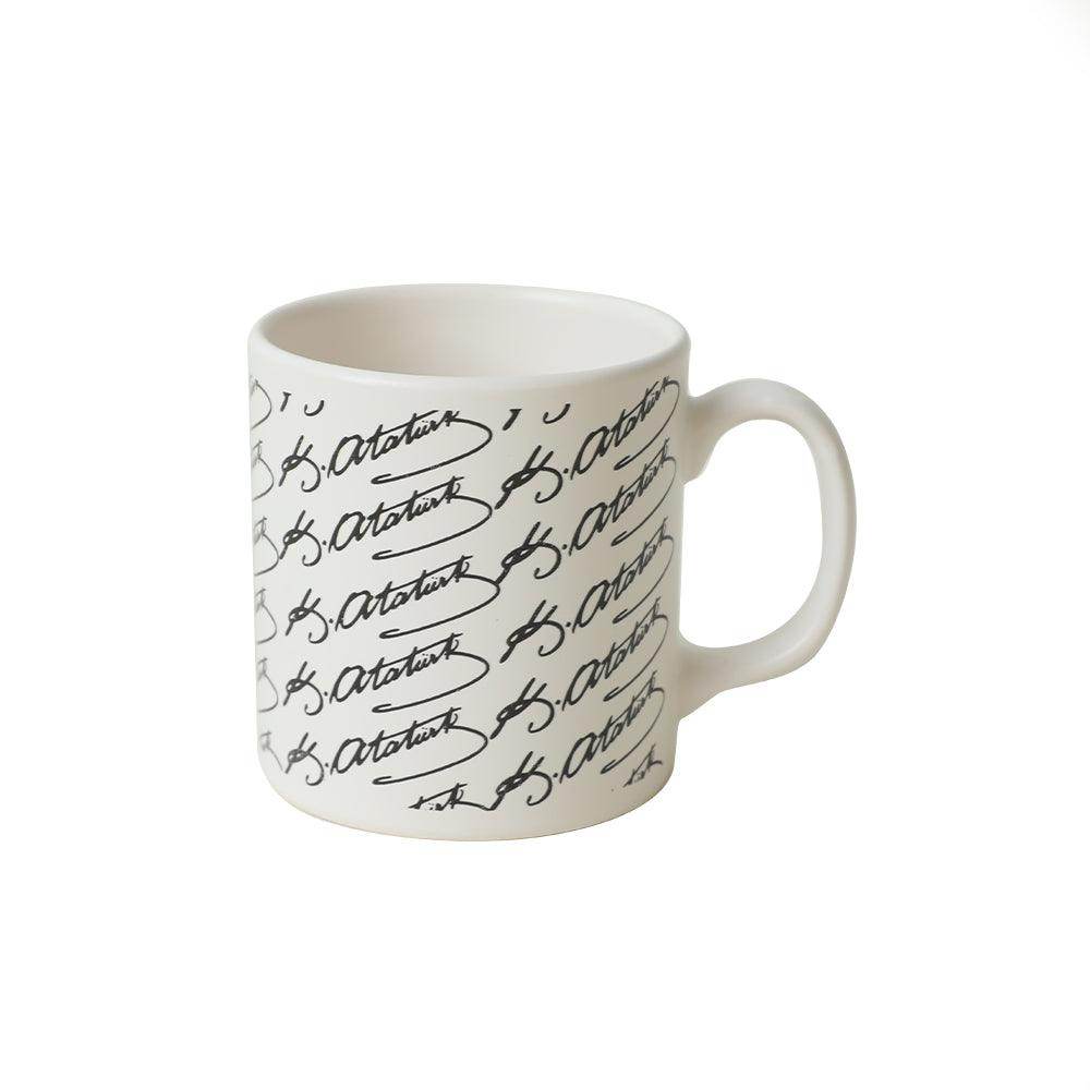 Keraart Atatürk İmza Siyah Beyaz Silindir Kupa 1 Adet